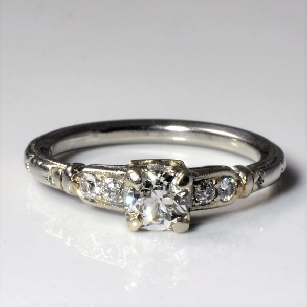 Art Deco Solitaire Diamond Engagement Ring | 0.52ctw | SZ 8 |