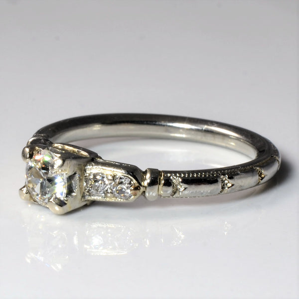 Art Deco Solitaire Diamond Engagement Ring | 0.52ctw | SZ 8 |