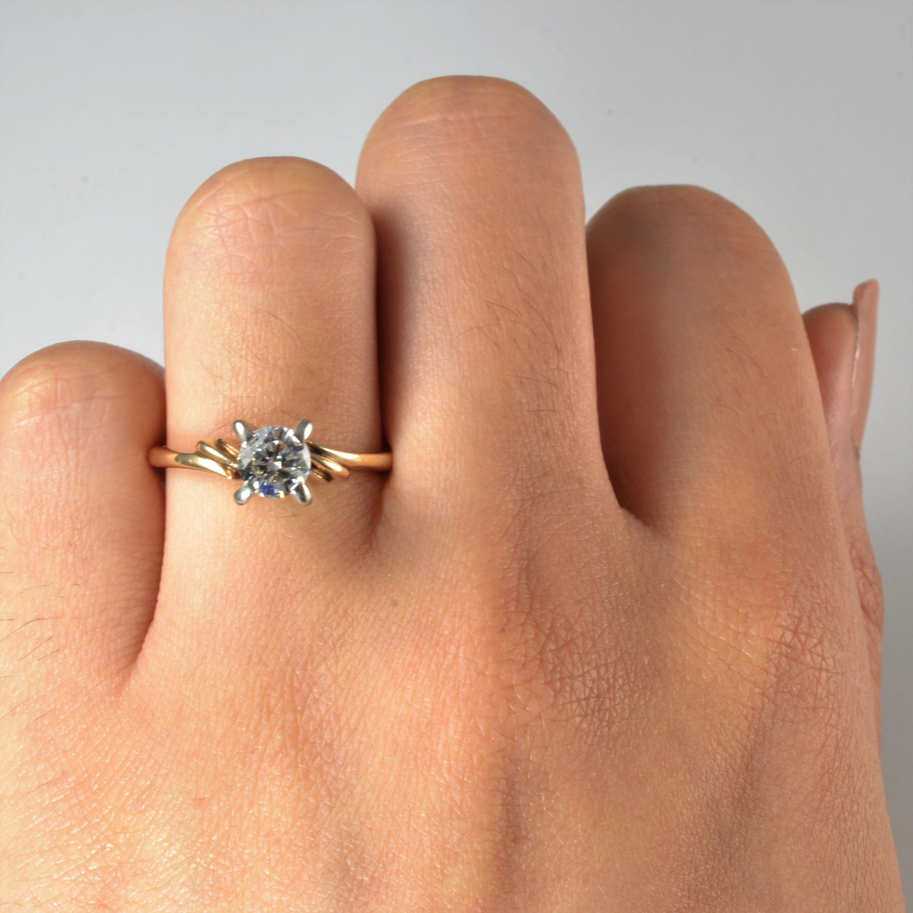 Twisted Bypass Solitaire Diamond Ring | 0.54ct | SZ 6.5 |