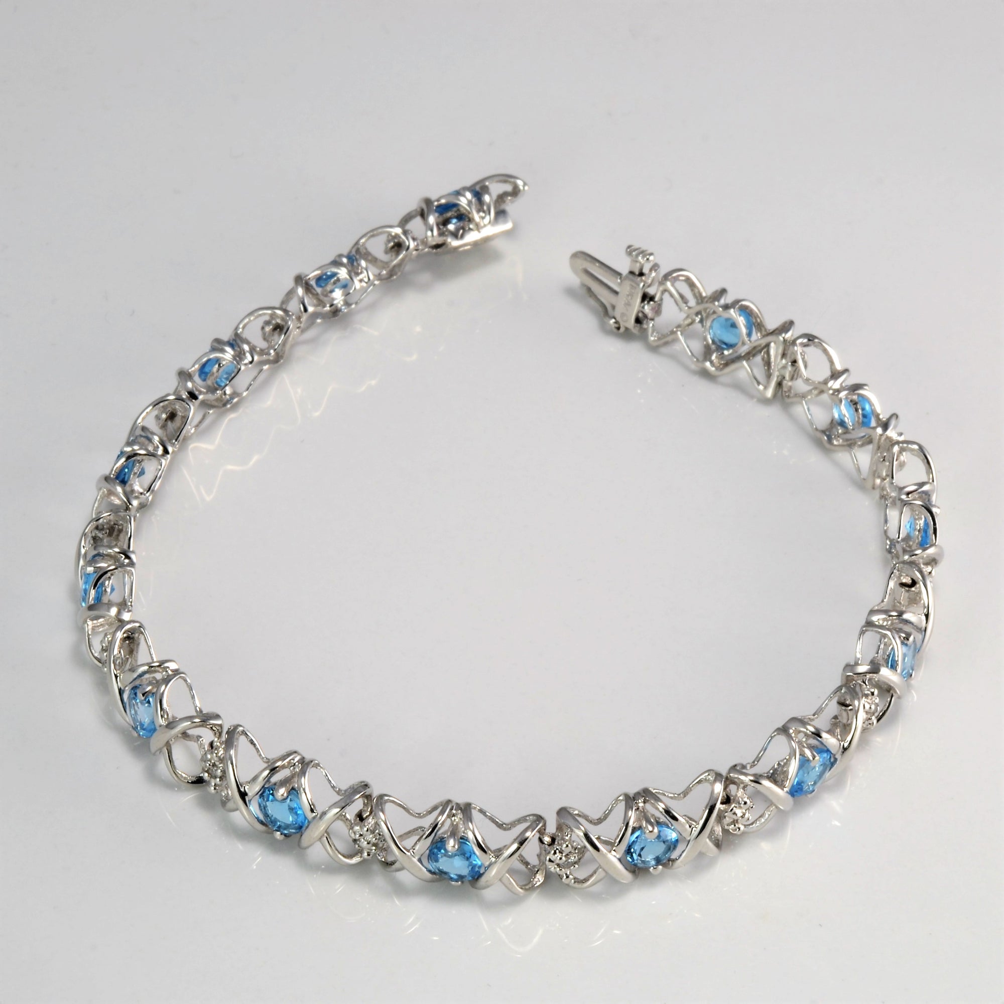 Topaz & Diamond Chain Bracelet | 0.03 ctw, 7.5''|