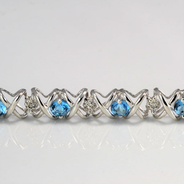 Topaz & Diamond Chain Bracelet | 0.03 ctw, 7.5''|