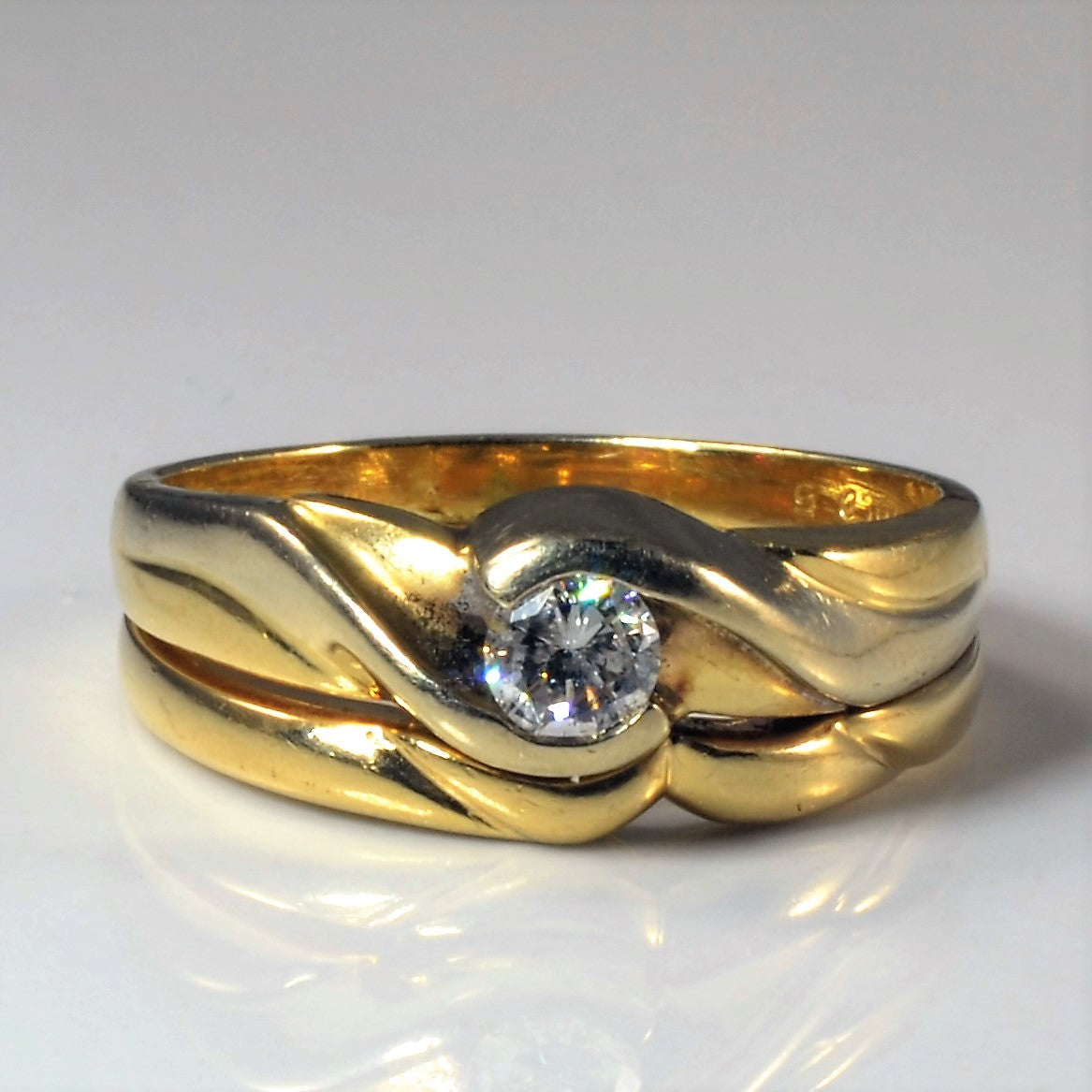 Solitaire Diamond Soldered Set | 0.22ct | SZ 8.25 |