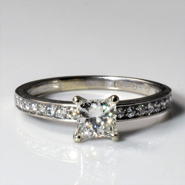 Princess Diamond Side Stone Engagement Ring | 1.04ctw | SZ 7.75 |