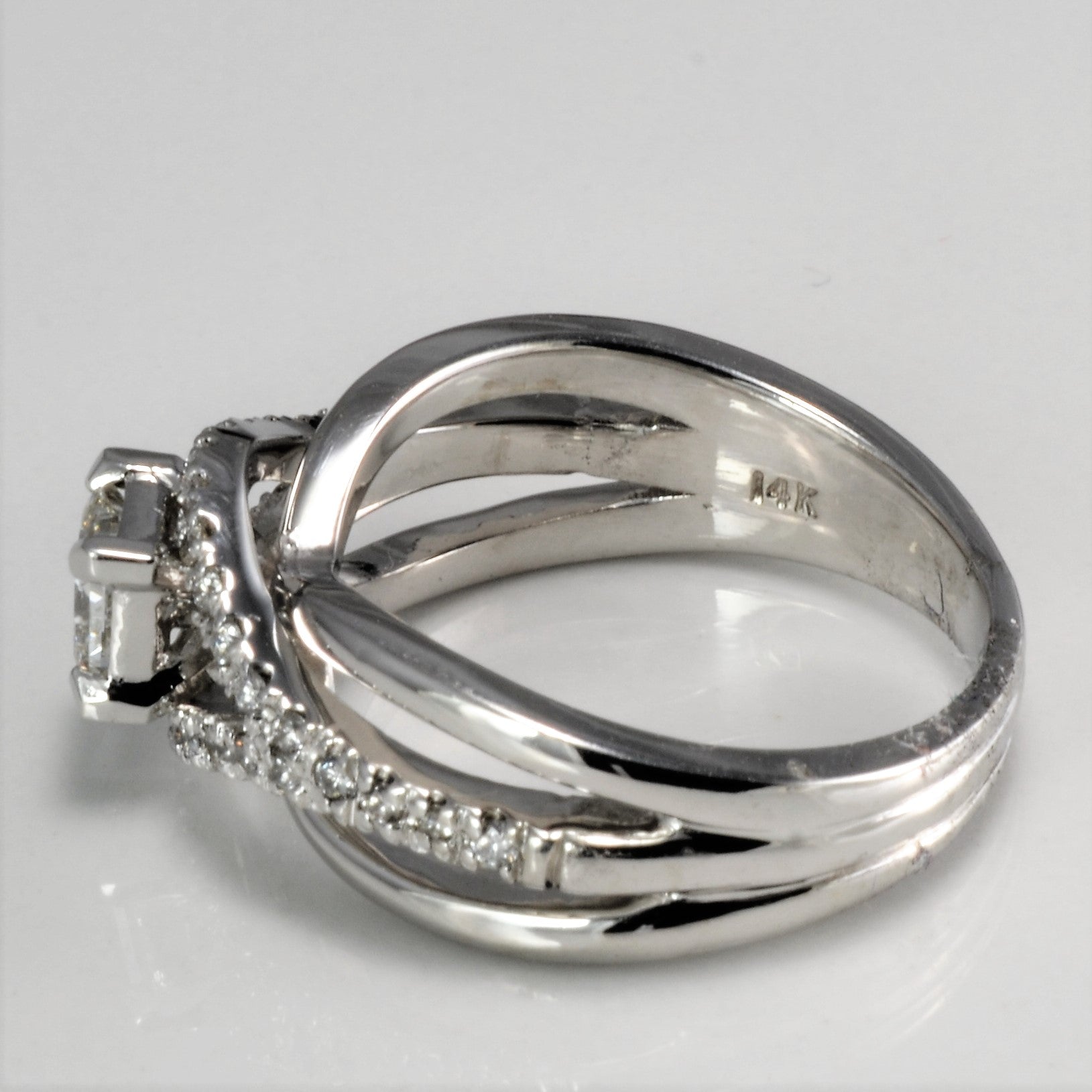 Split Shank GIA Diamond Overlay Engagement Ring | 0.69 ctw, SZ 7.25 | VS1, F |