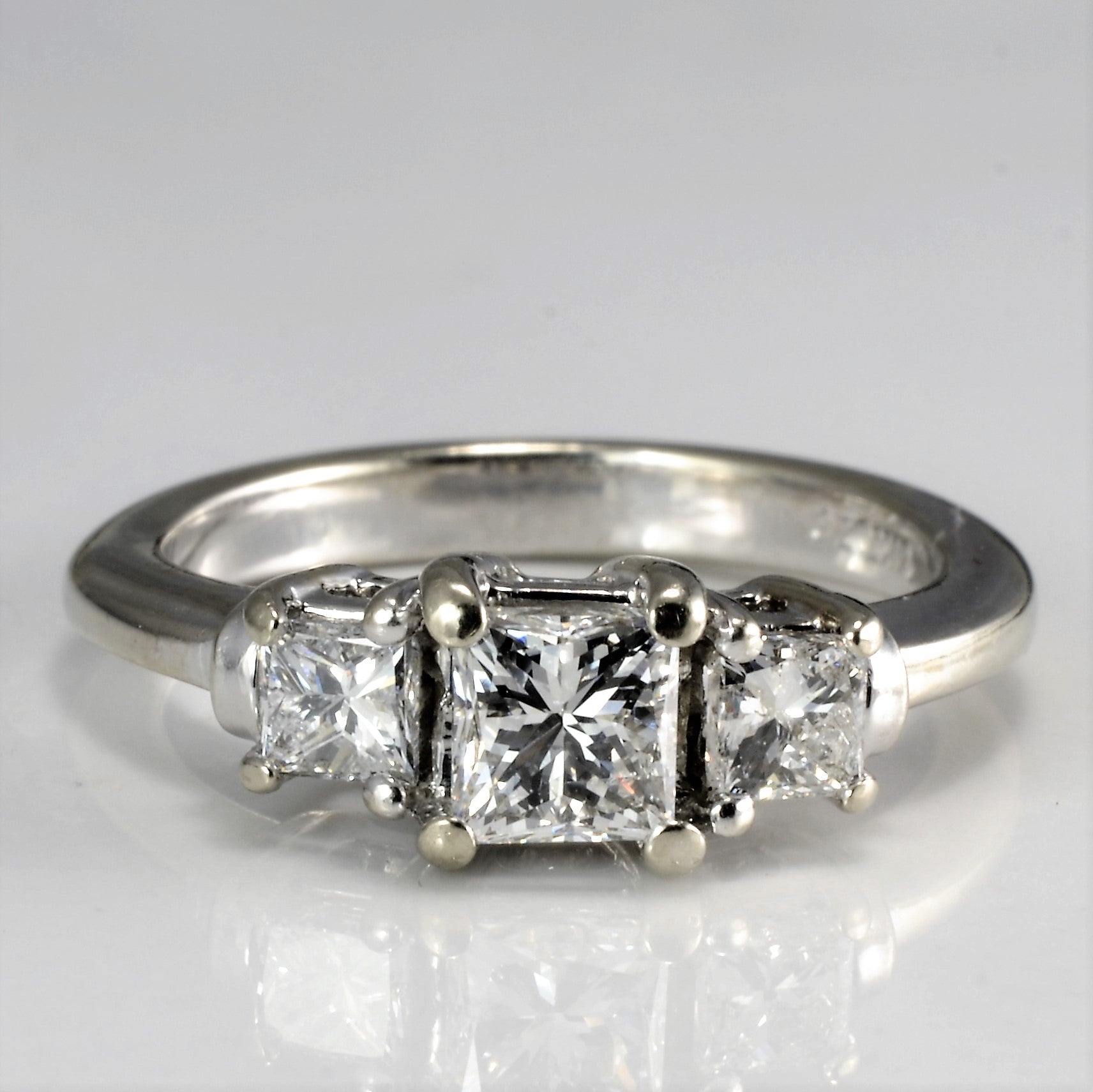 Three Stone Princess Diamond Engagement Ring | 0.88 ctw, SZ 5.25 |