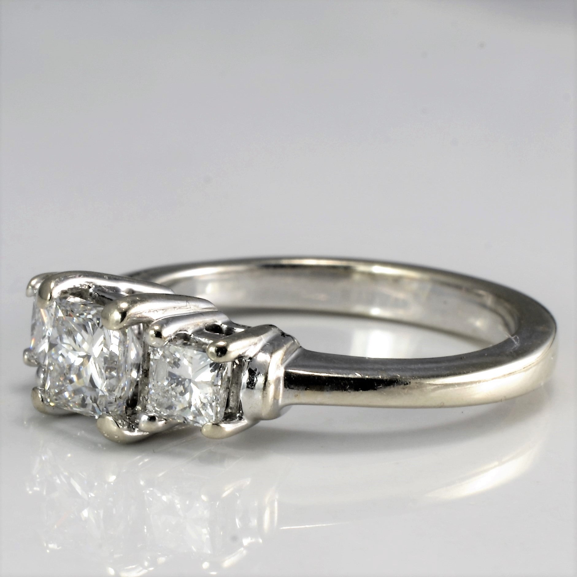 Three Stone Princess Diamond Engagement Ring | 0.88 ctw, SZ 5.25 |