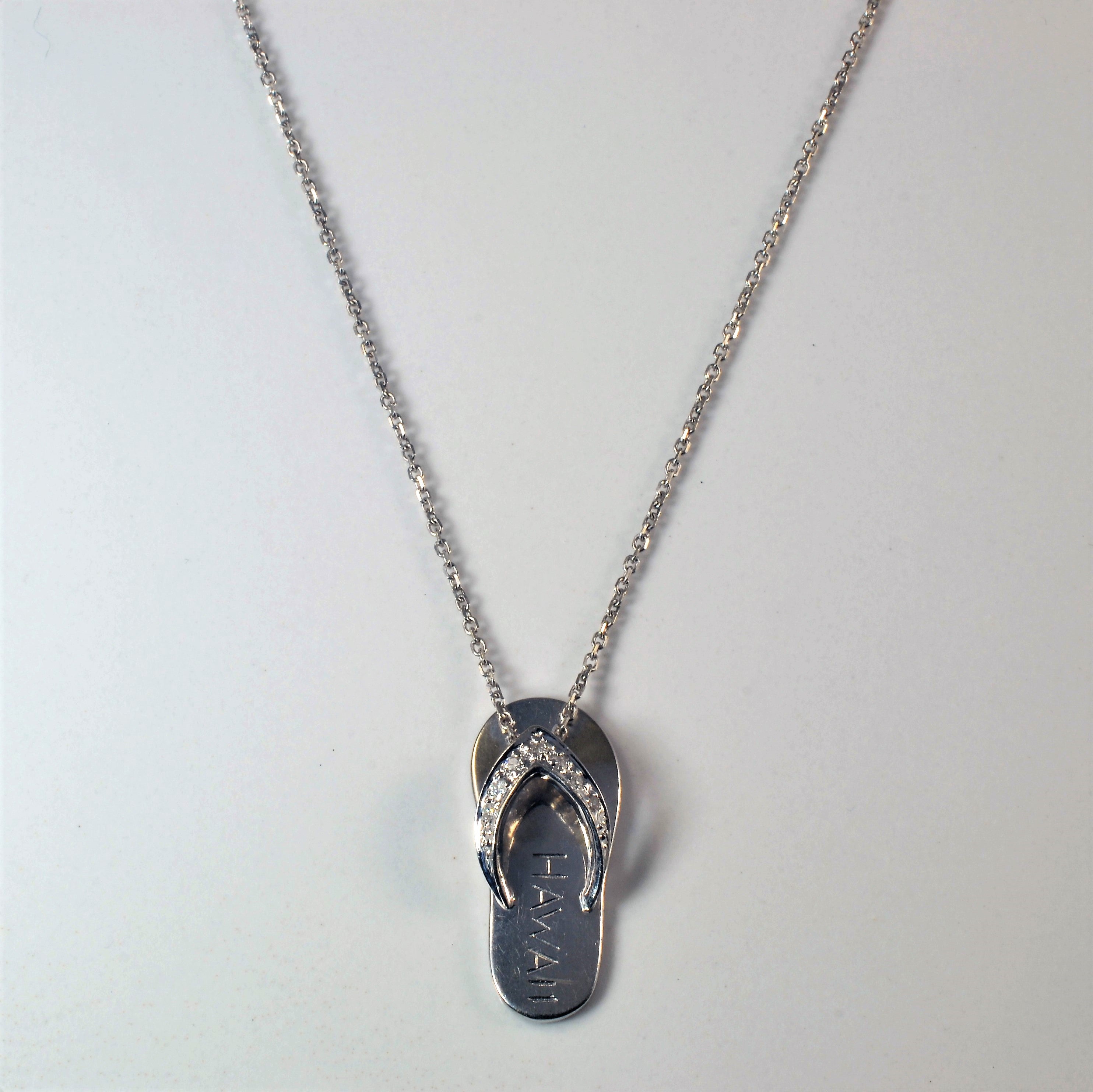 Hawaiian Diamond Flip Flop Necklace | 0.07ctw | 18" |