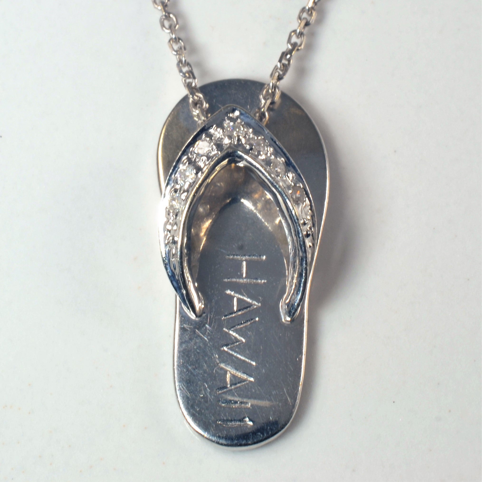 Hawaiian Diamond Flip Flop Necklace | 0.07ctw | 18" |