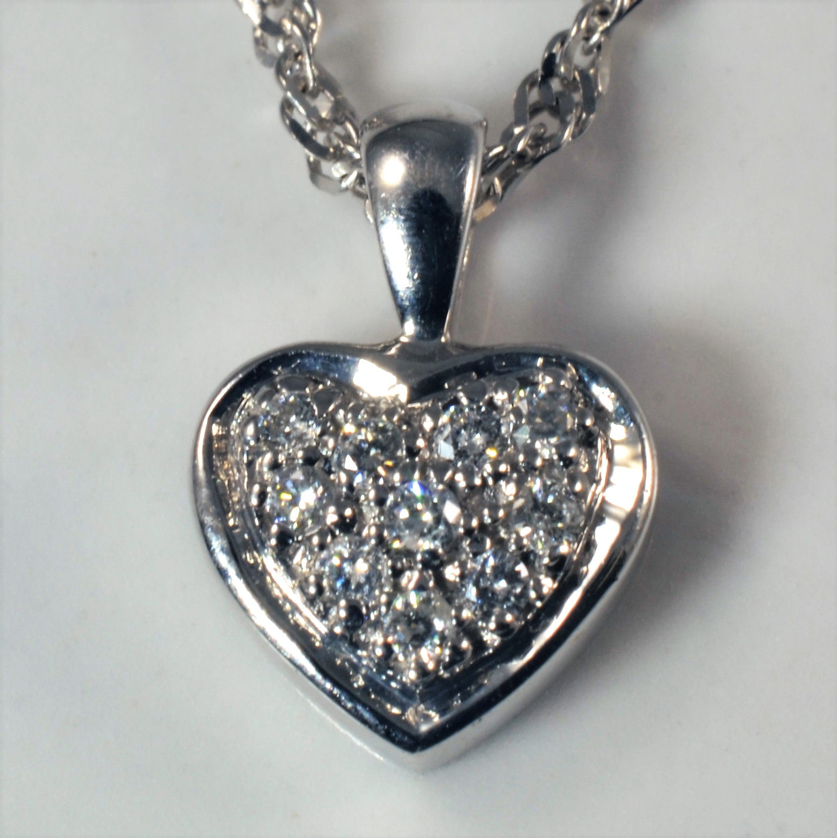 Pave Diamond Heart Necklace | 0.10ctw | 18