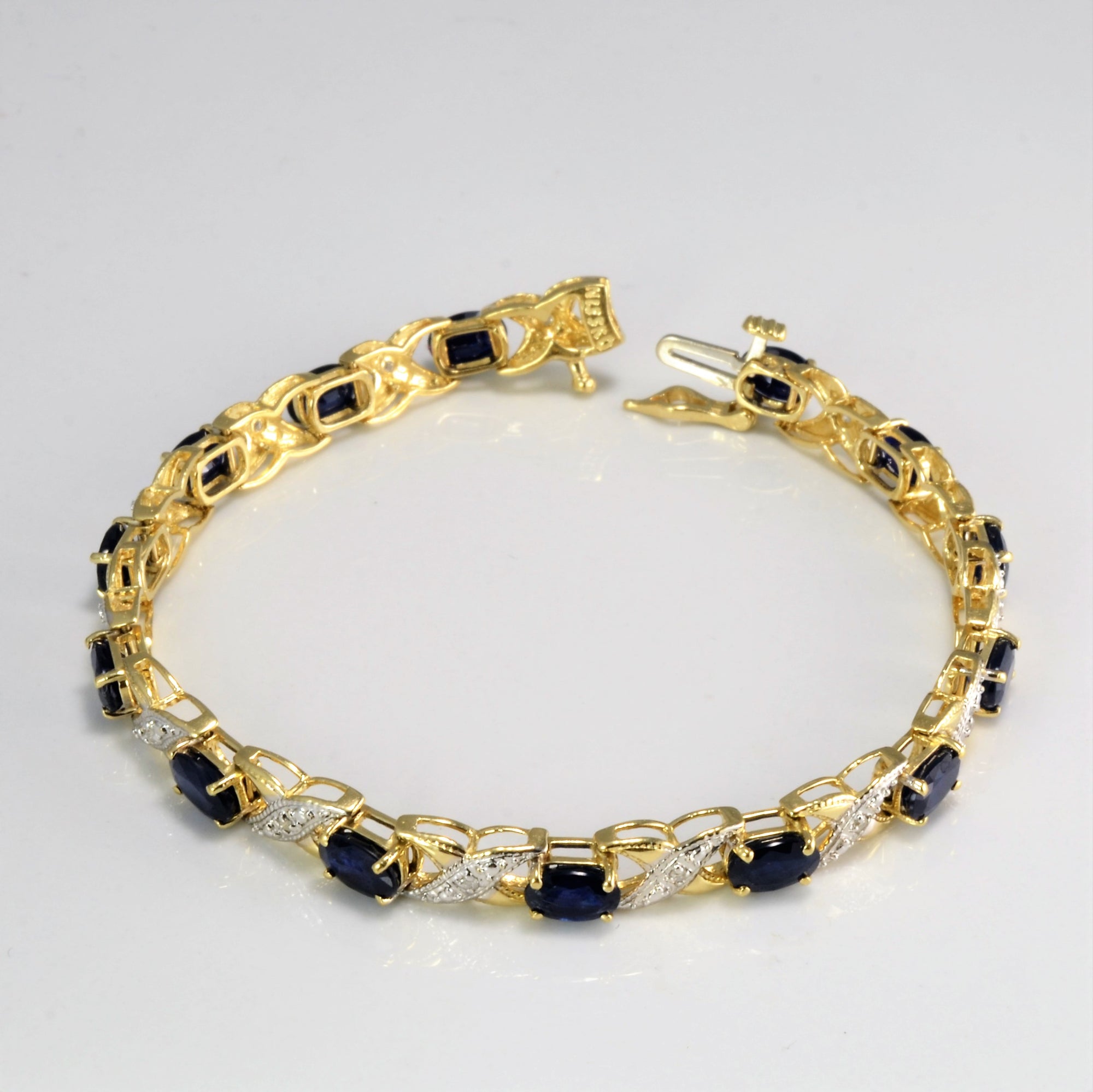 Sapphire & Diamond Chain Bracelet | 0.10 ctw, 7''|