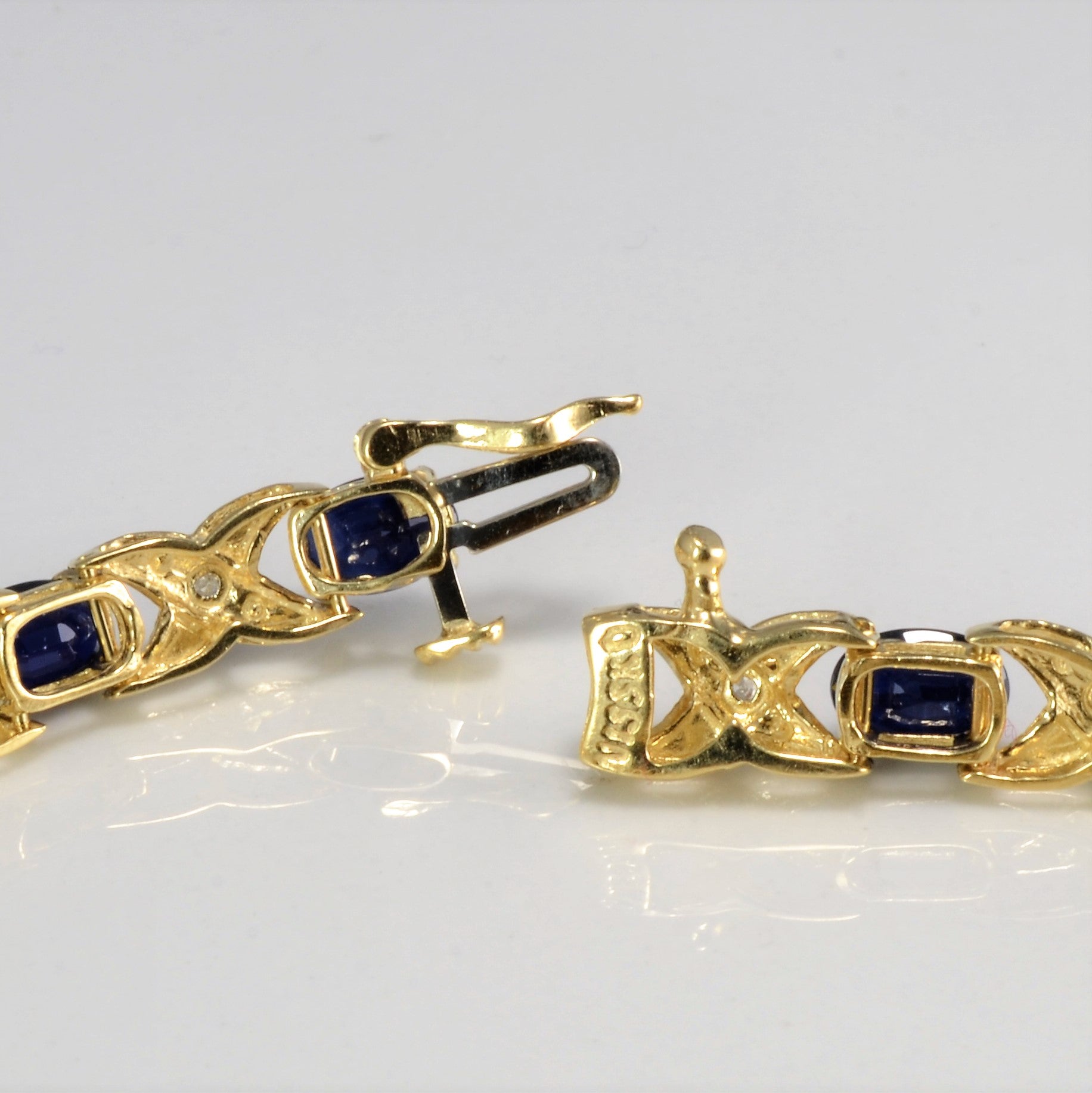 Sapphire & Diamond Chain Bracelet | 0.10 ctw, 7''|