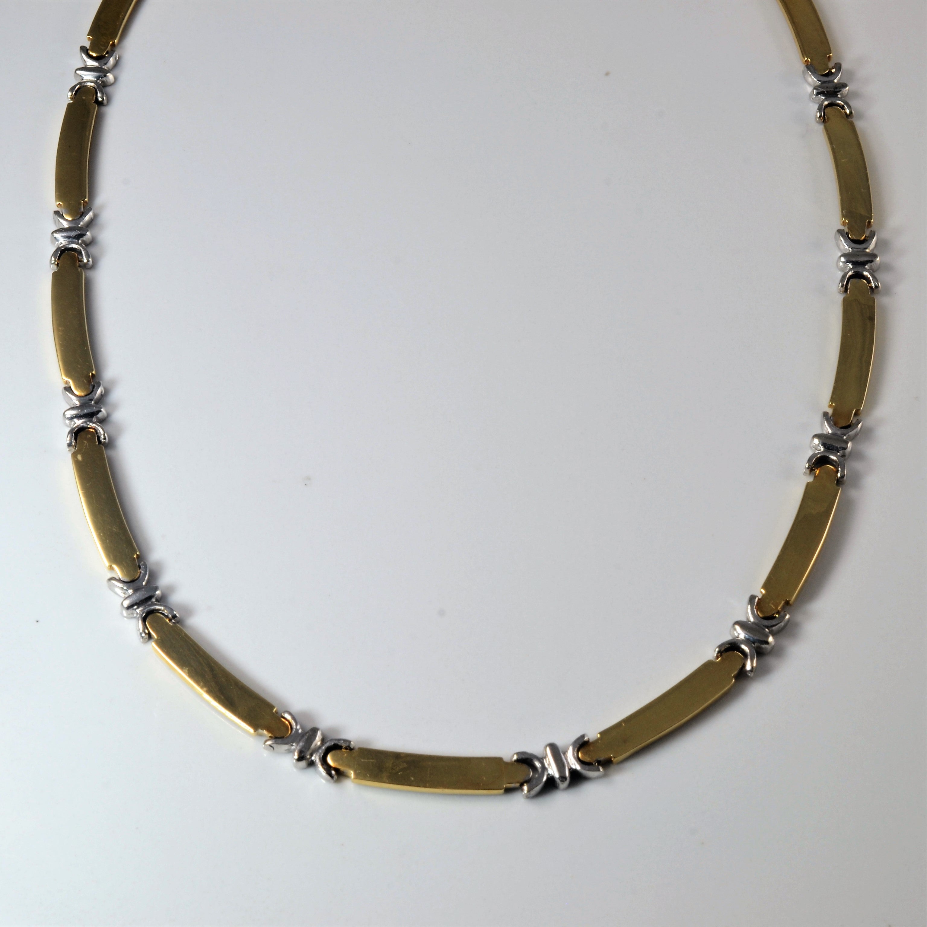 Two Tone Bar Link Necklace | 17" |