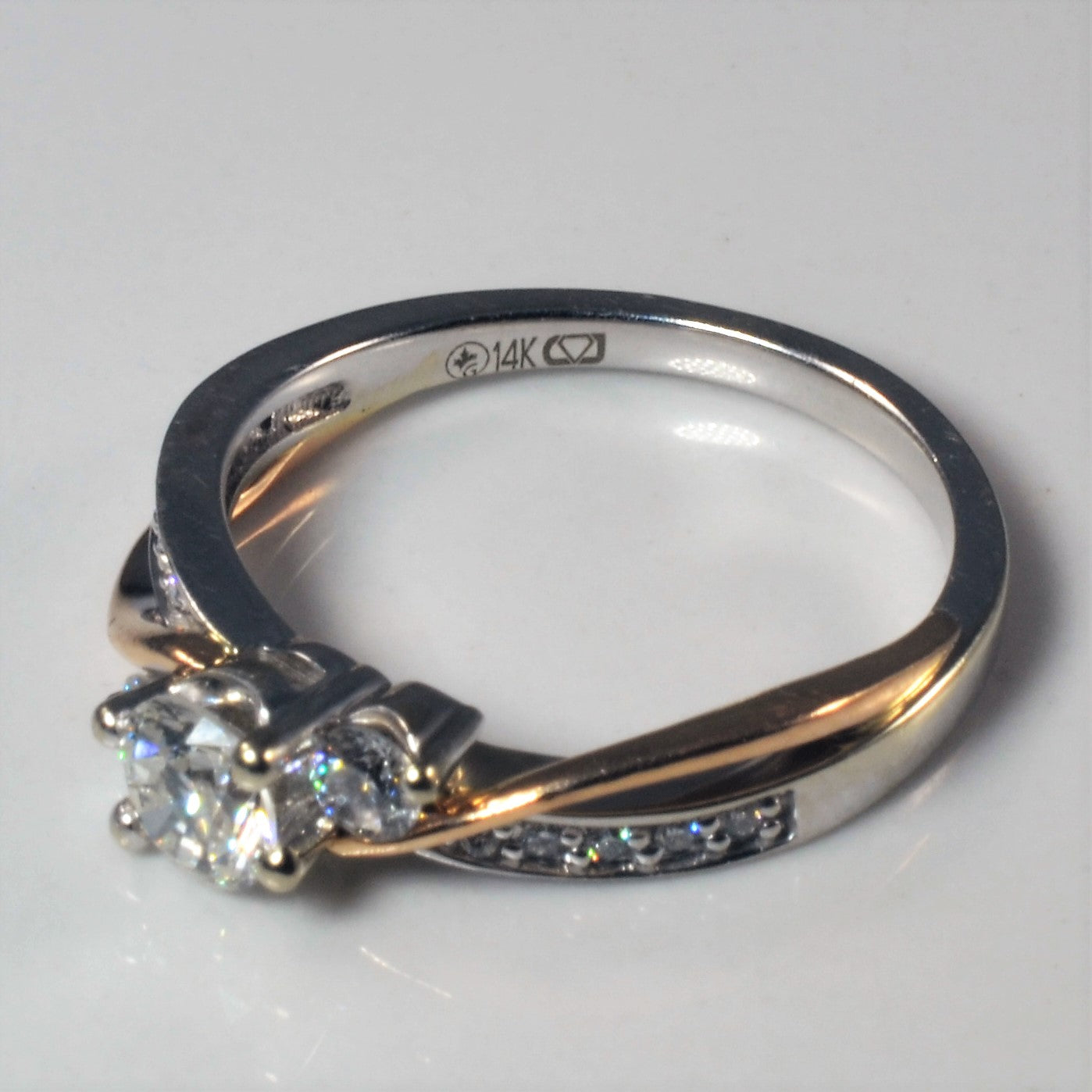 Three Stone Diamond Bypass Ring | 0.63ctw | SZ 6.5 |