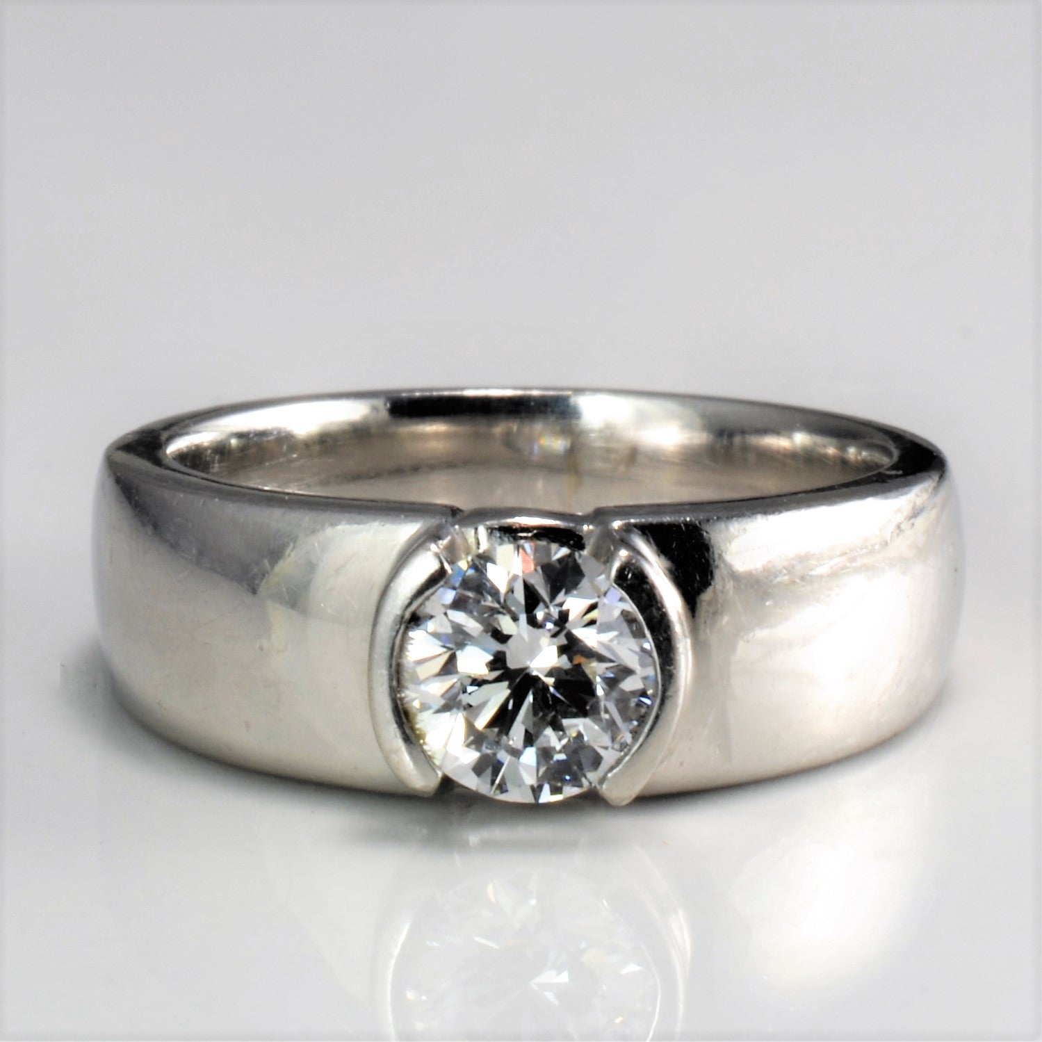 Semi Bezel Set Diamond Engagement Ring | 0.71 ct, SZ 5.25 |