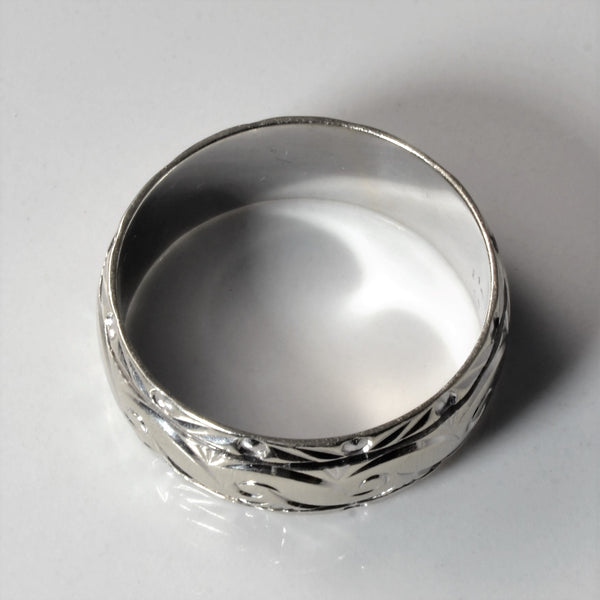 Patterned White Gold Band | SZ 10 |