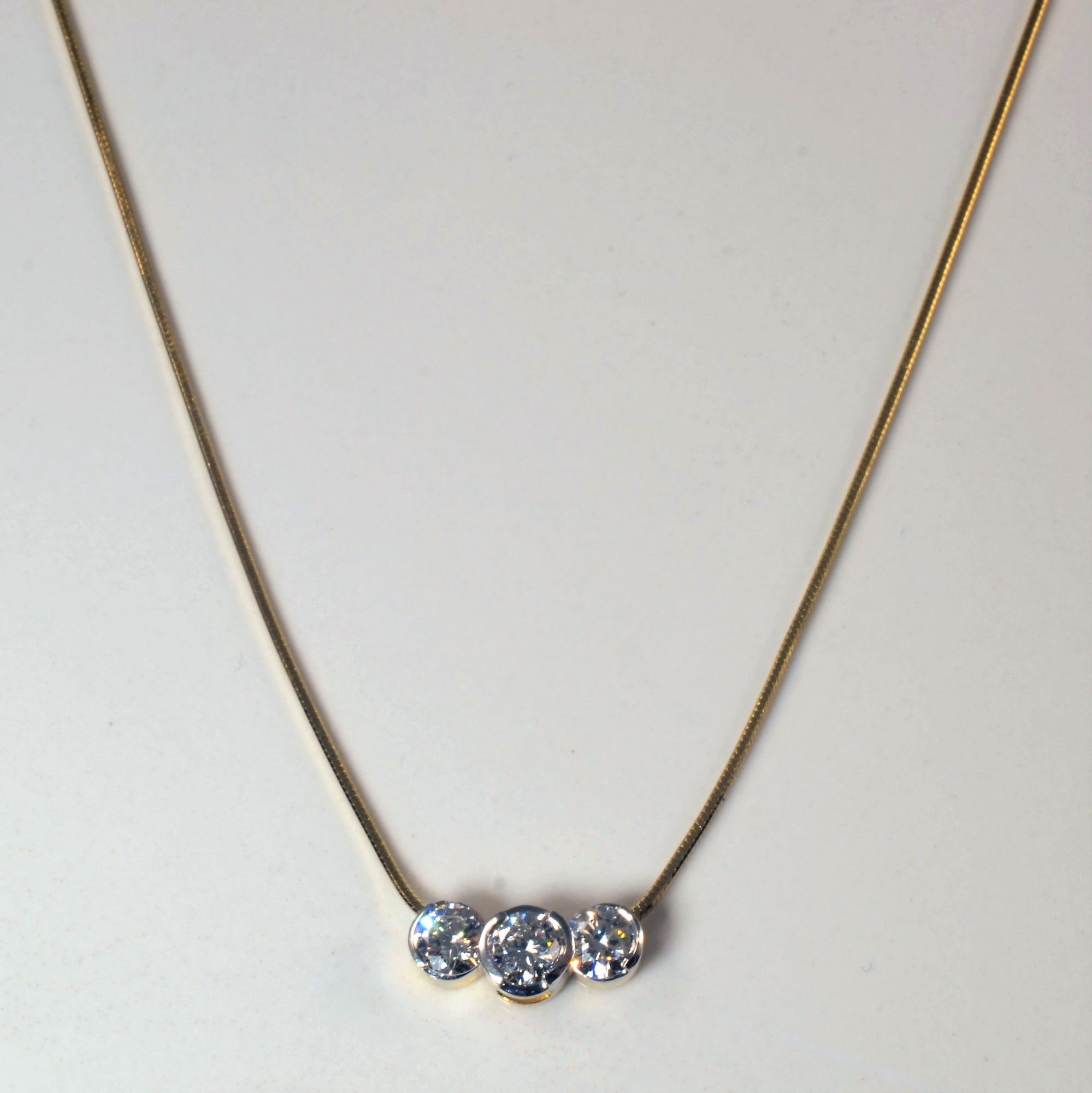 Three Stone Canadian Diamond Necklace | 0.63ctw | 18