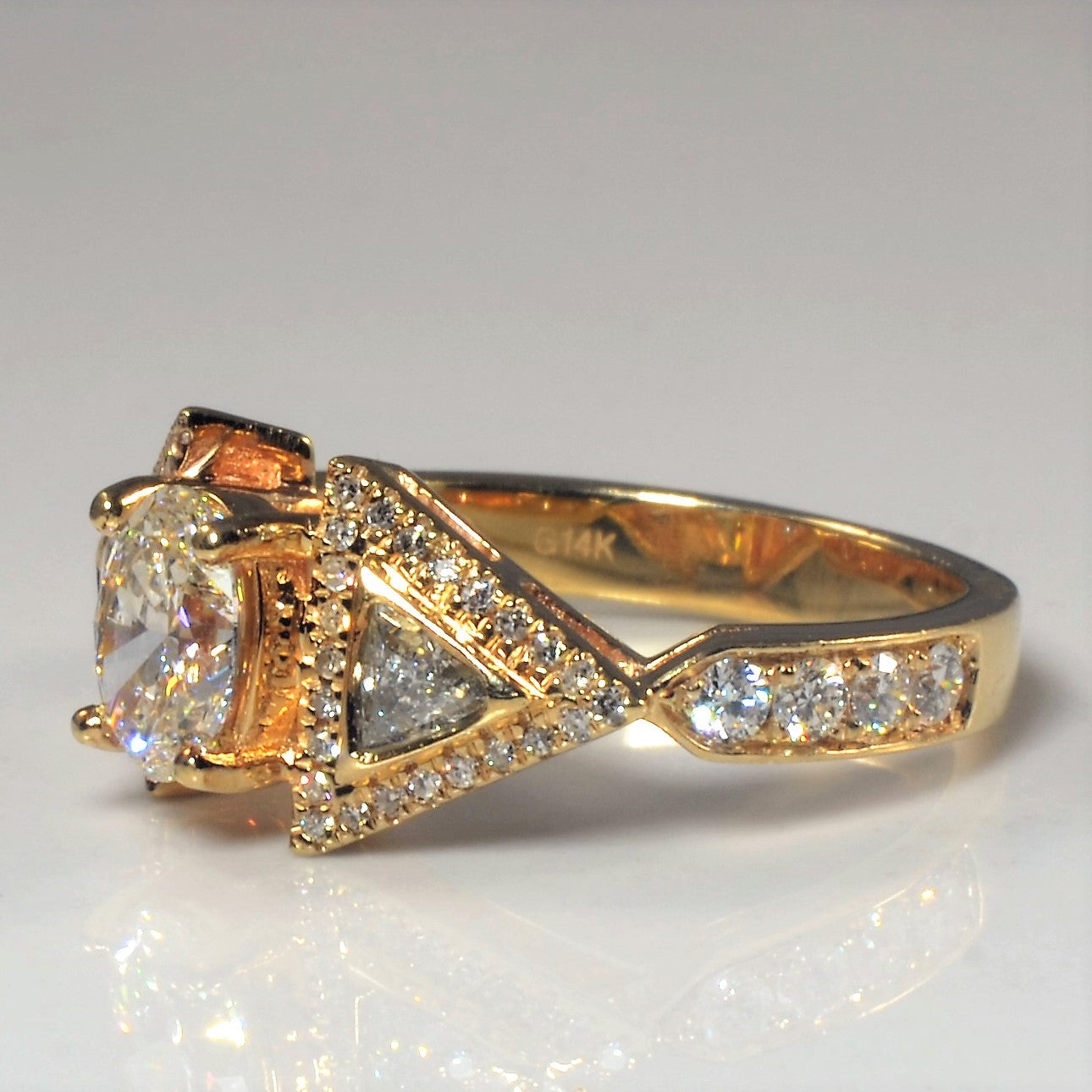 Unique Oval Diamond Engagement Ring | 1.18ctw | SZ 6 |