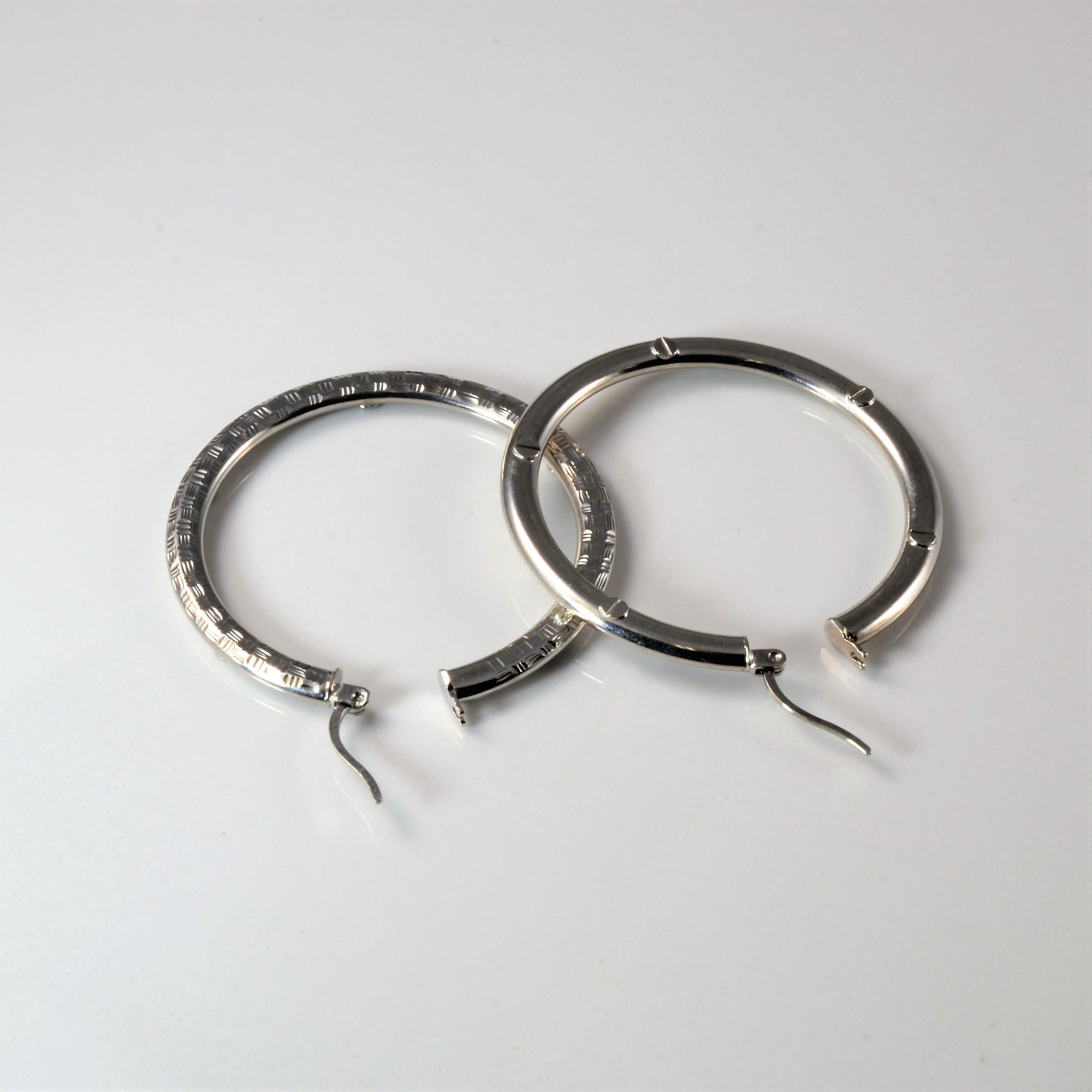Textured White Gold Hoops |