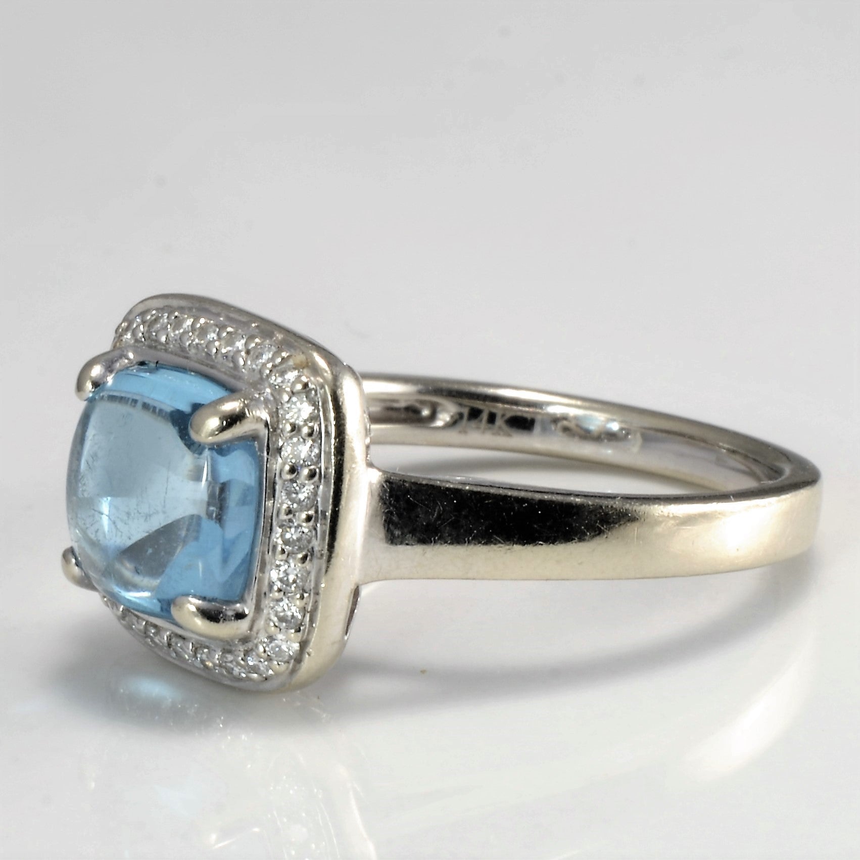 Blue Topaz with Diamond Accent Ring | 0.14 ctw SZ 7 |