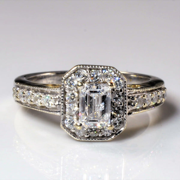 Milgrain Detailed Halo Diamond Engagement Ring | 0.97ctw | SZ 6 |