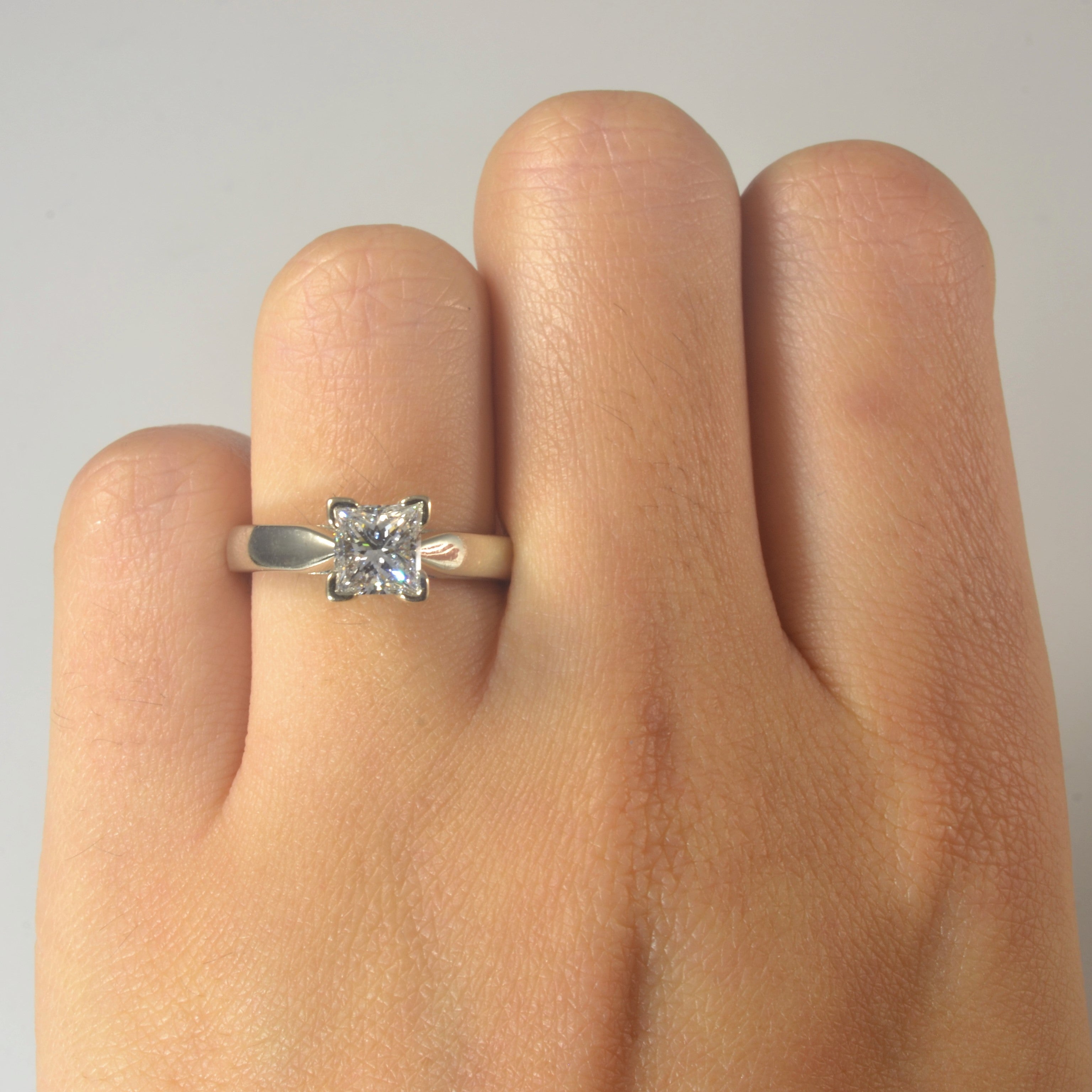 White Gold Princess Diamond Engagement Ring | 0.96ct | SZ 5 |