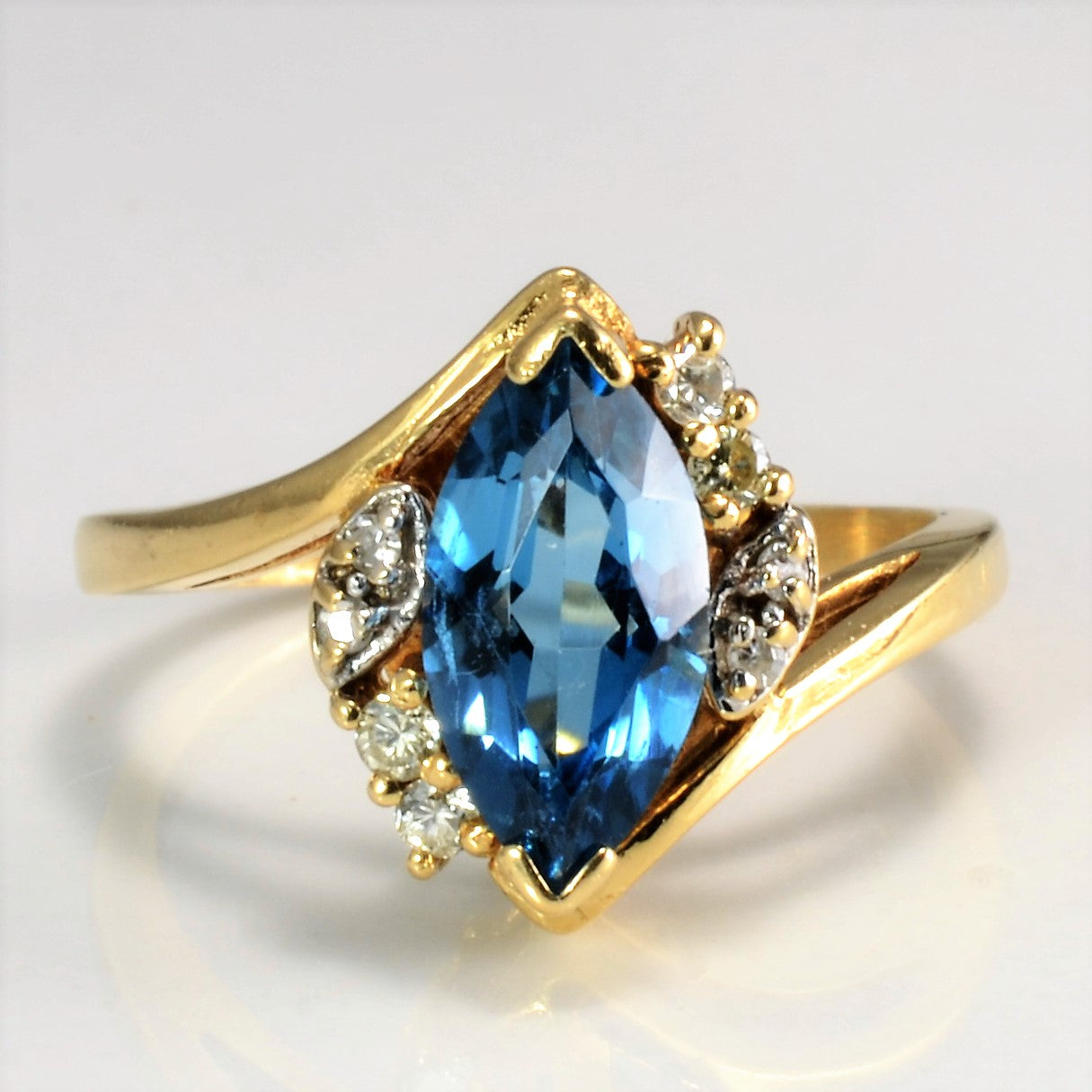 Blue Topaz and Diamond Accent Ring | 0.08 ctw SZ 4 |