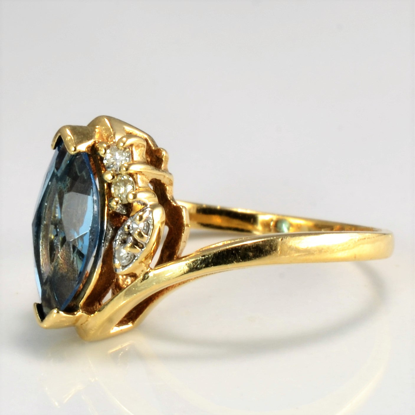 Blue Topaz and Diamond Accent Ring | 0.08 ctw SZ 4 |