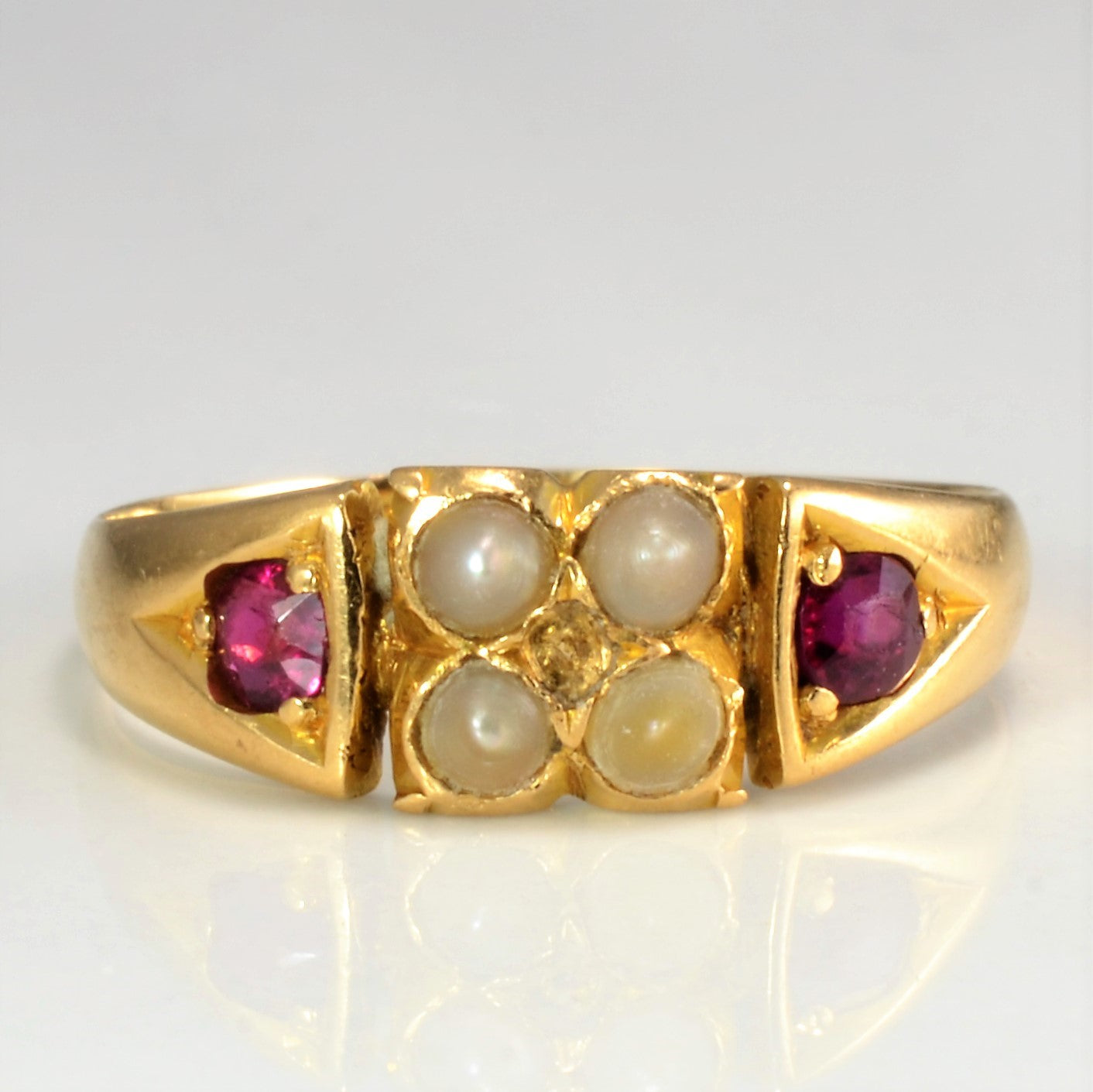 Vintage Ruby and Pearl Ring | SZ 6.75 |