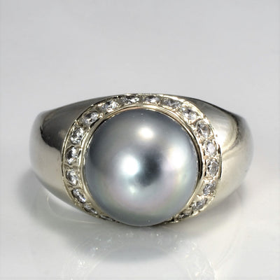 Pearl & Diamond Ladies Dome Ring | 0.42 ctw, SZ 7 |