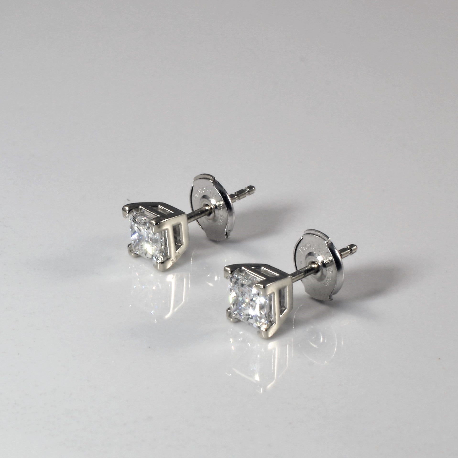 Guardian Back Princess Diamond Stud Earrings | 1.08ctw |