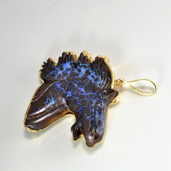 Horse Design Boulder Opal Pendant
