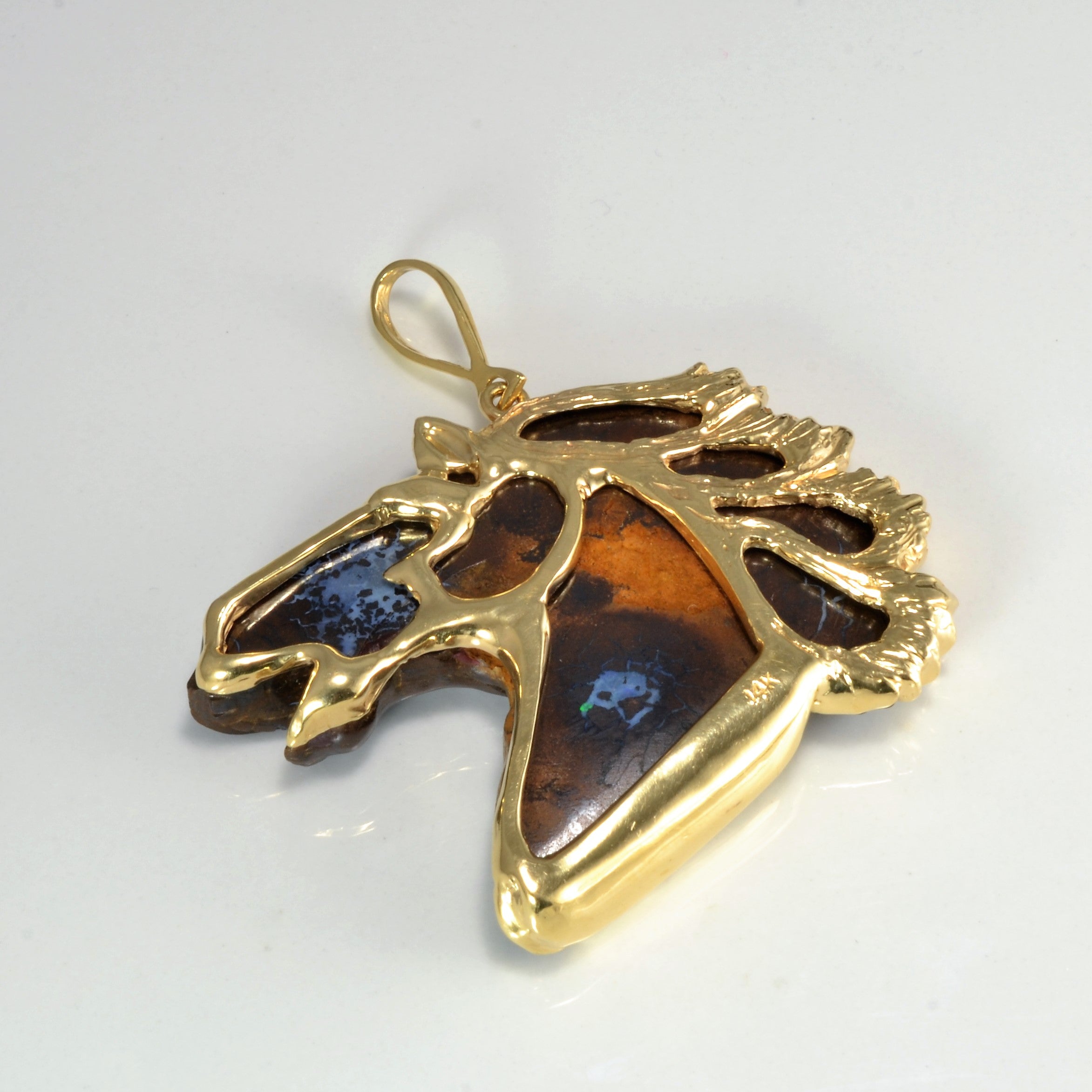 Horse Design Boulder Opal Pendant