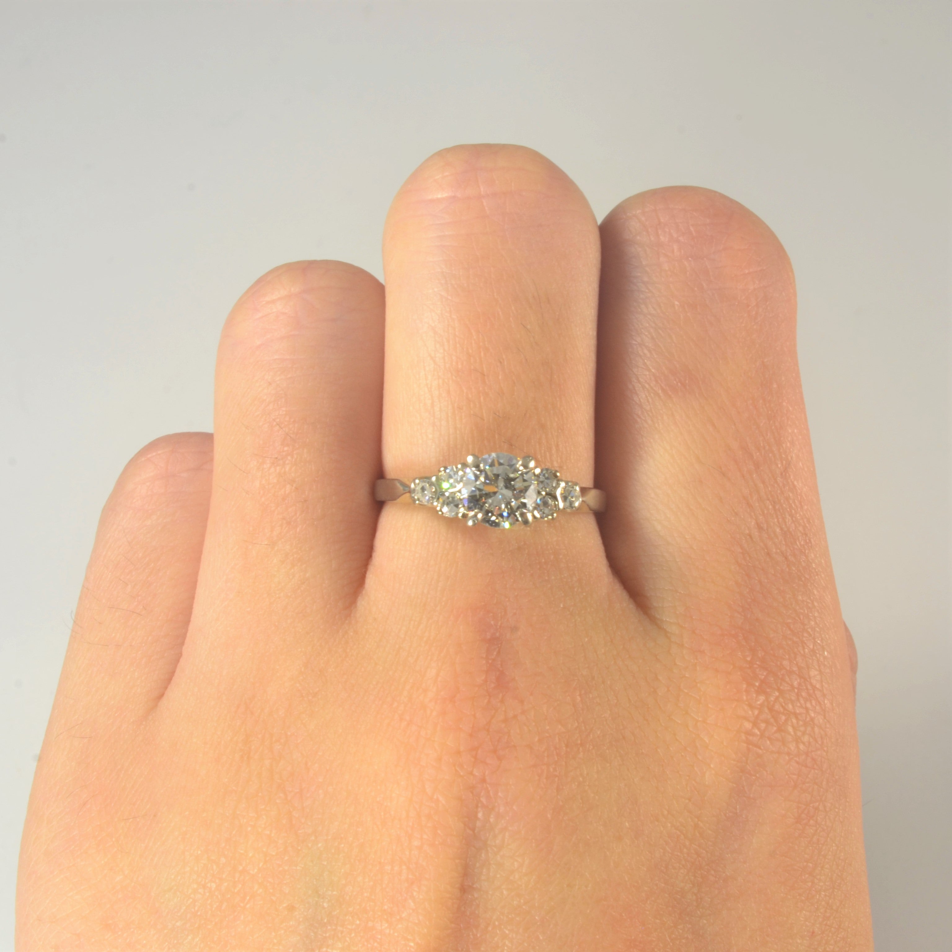 1940s Side Stone Detailed Engagement Ring | 0.93ctw | SZ 6.75 |