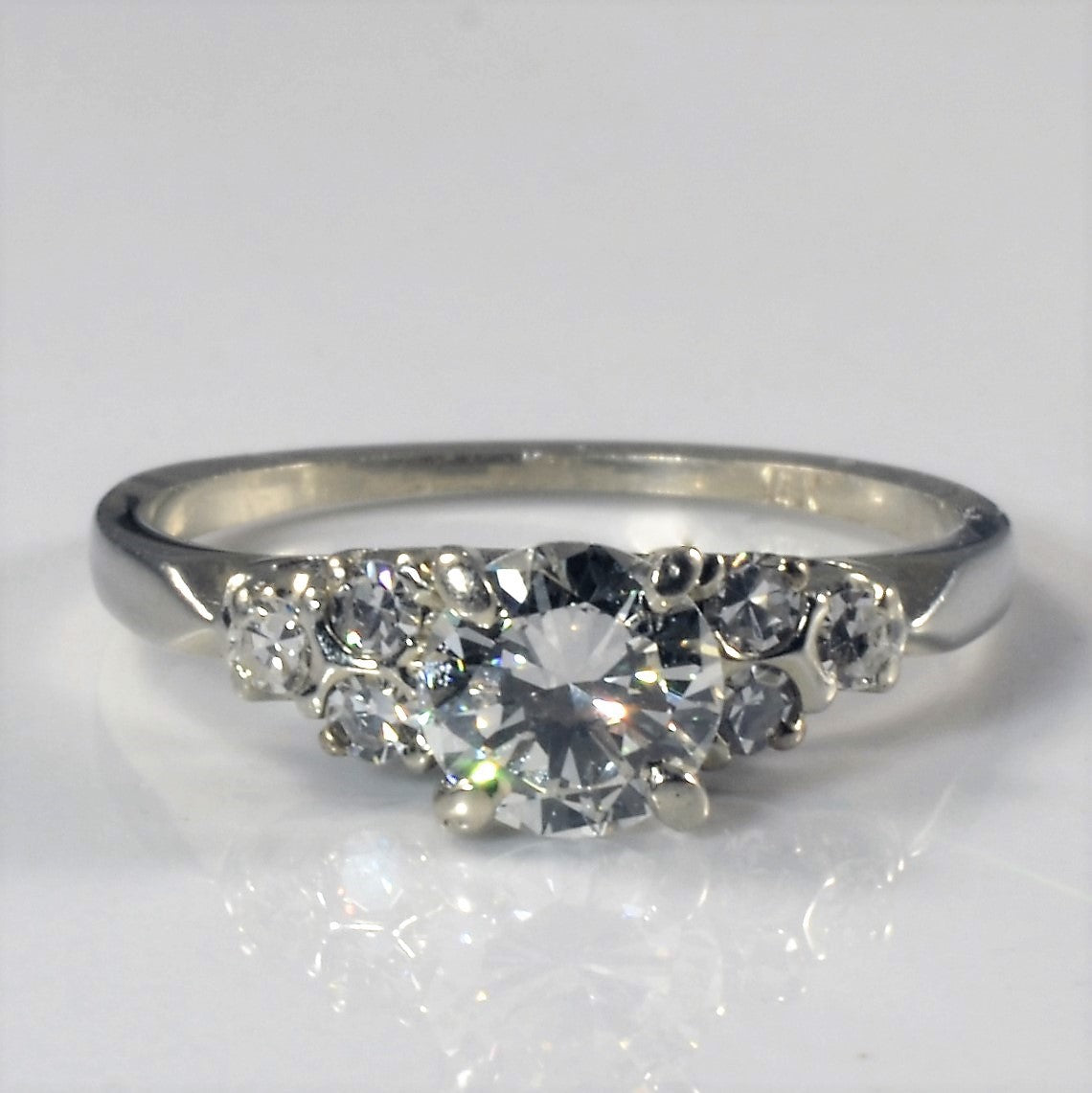 1940s Side Stone Detailed Engagement Ring | 0.93ctw | SZ 6.75 |