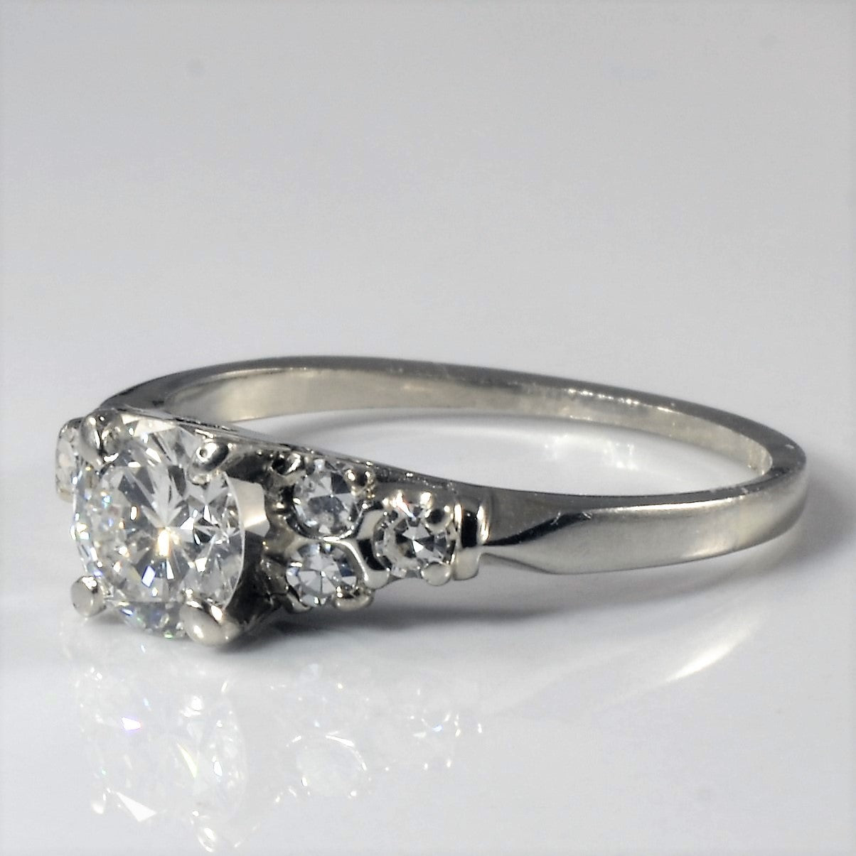 1940s Side Stone Detailed Engagement Ring | 0.93ctw | SZ 6.75 |