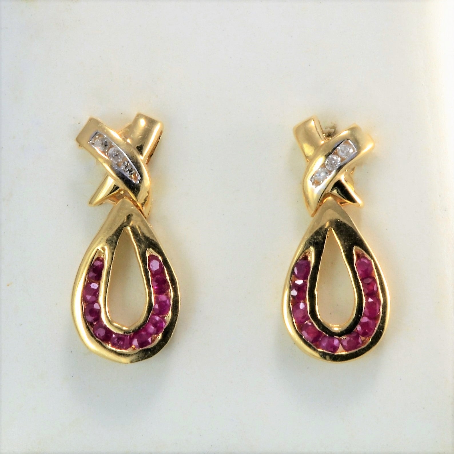 Infinity Diamond & Ruby Dangle Earrings | 0.06 ctw |