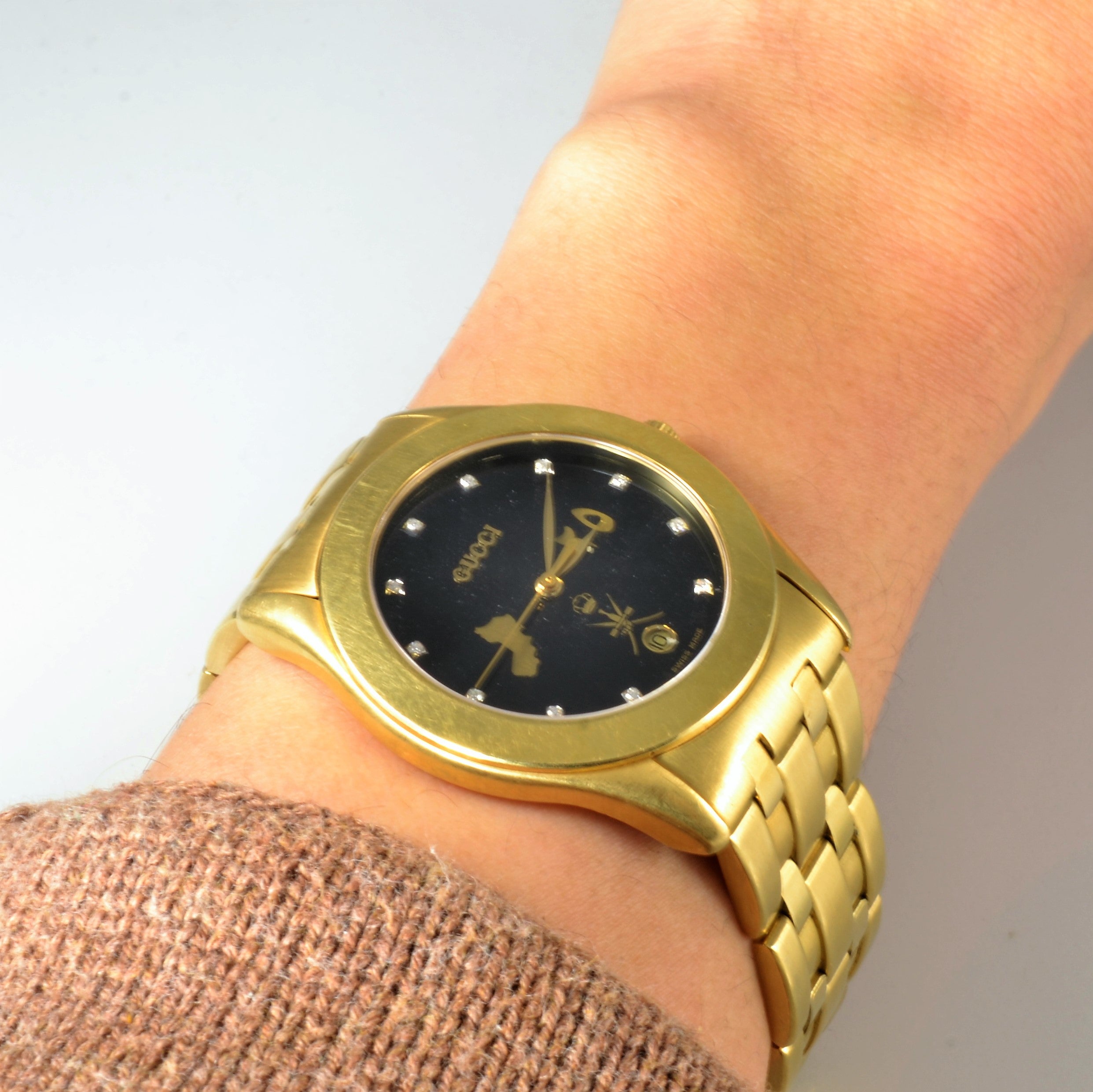 'Gucci' Custom Oman Detailed Gold Watch |