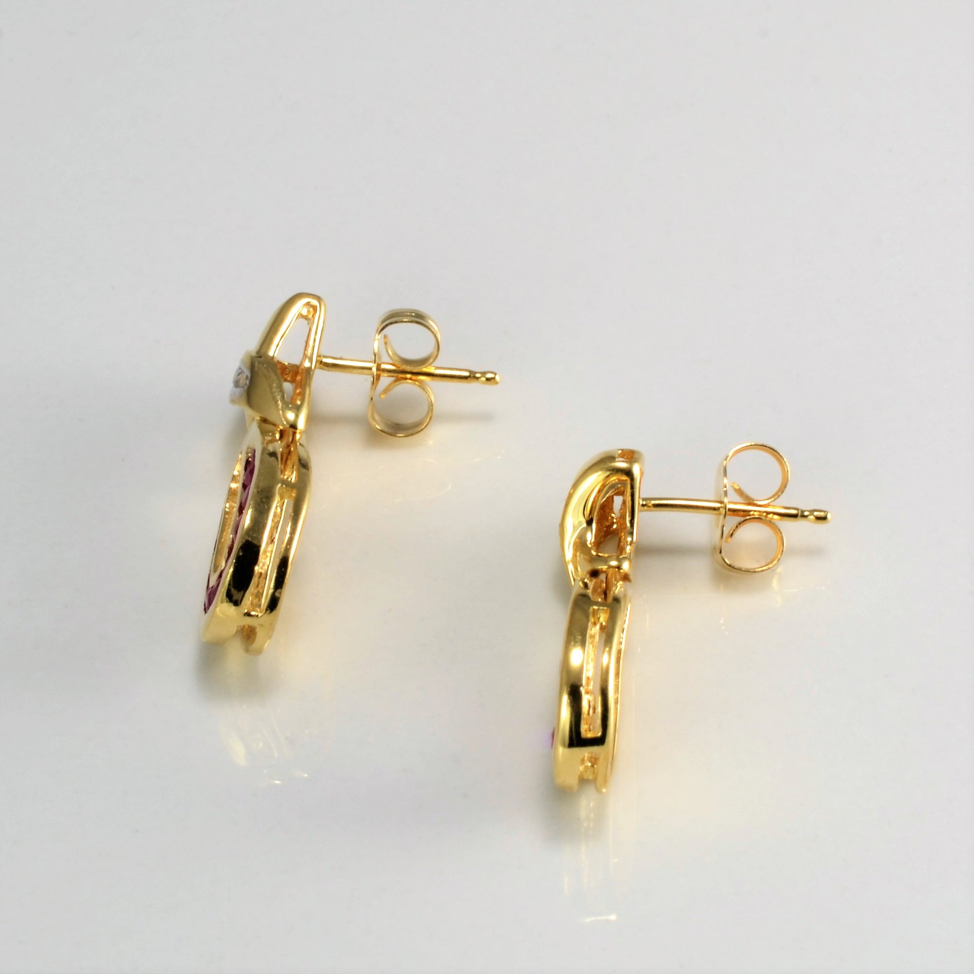 Infinity Diamond & Ruby Dangle Earrings | 0.06 ctw |