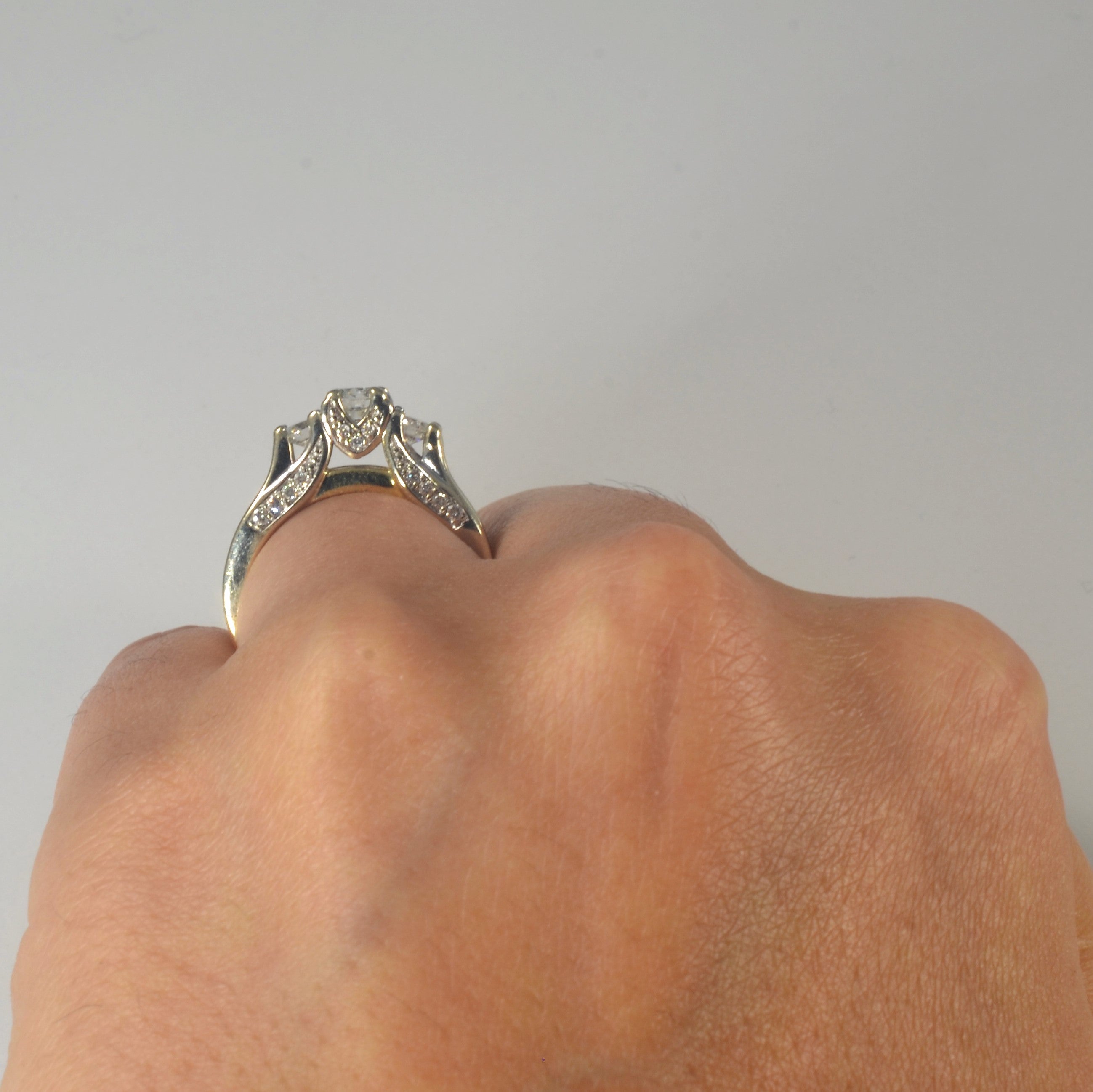 Diamond Gallery Three Stone Engagement Ring | 0.88ctw | SZ 4.75 |