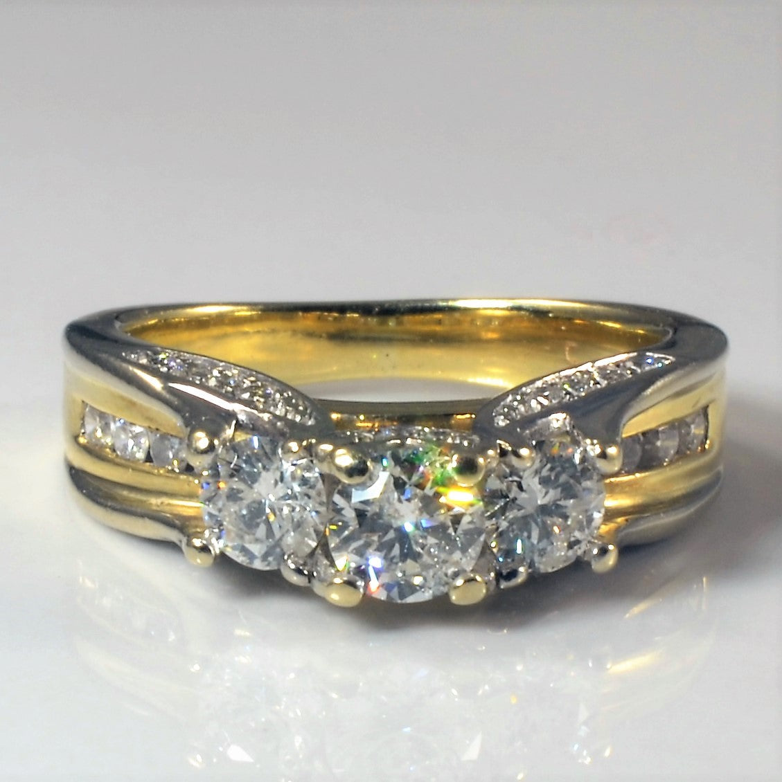 Diamond Gallery Three Stone Engagement Ring | 0.88ctw | SZ 4.75 |