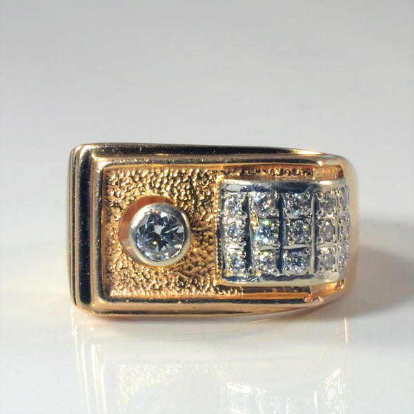 Bezel Diamond Two Tone Gold Ring | 0.48ctw | SZ 11 |