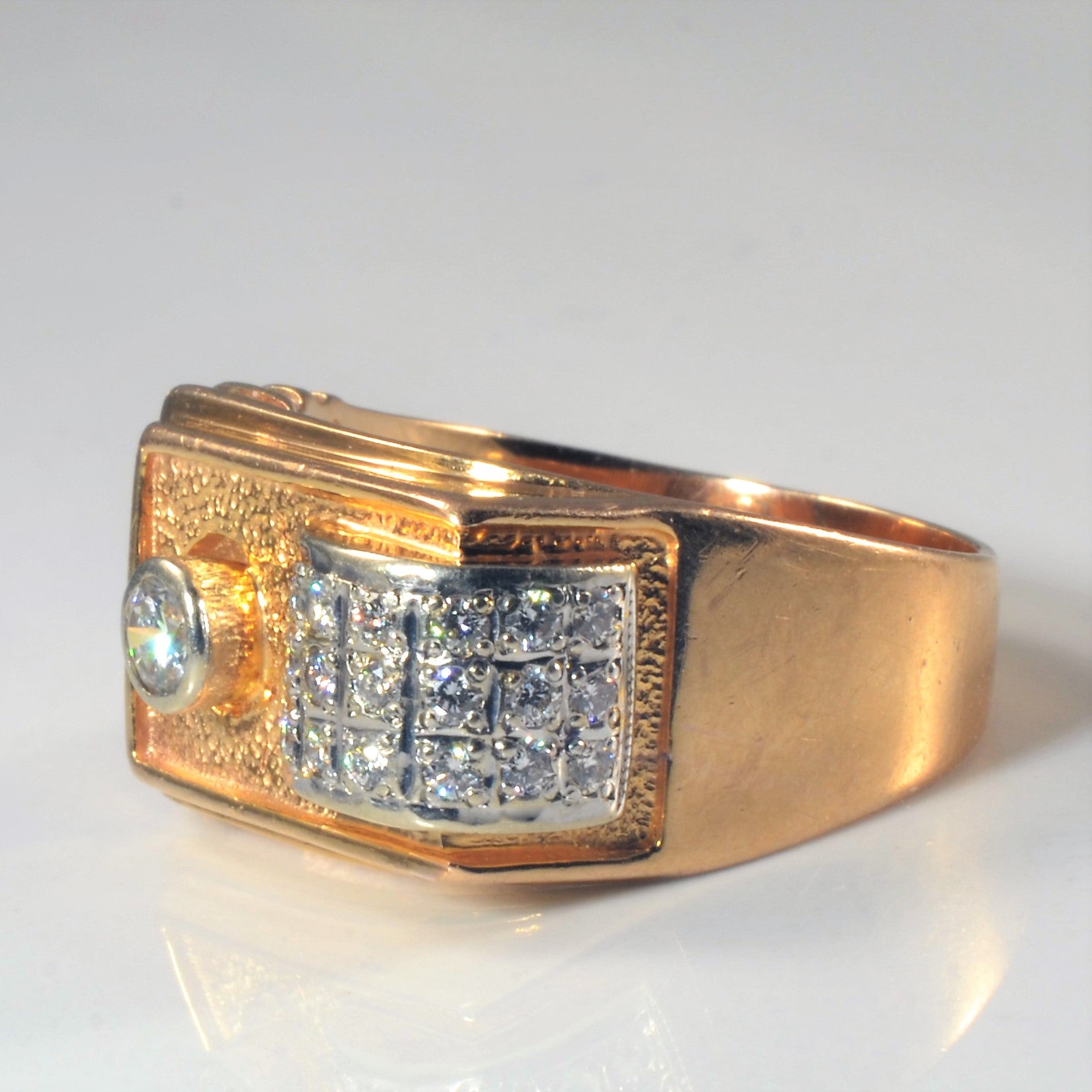 Bezel Diamond Two Tone Gold Ring | 0.48ctw | SZ 11 |