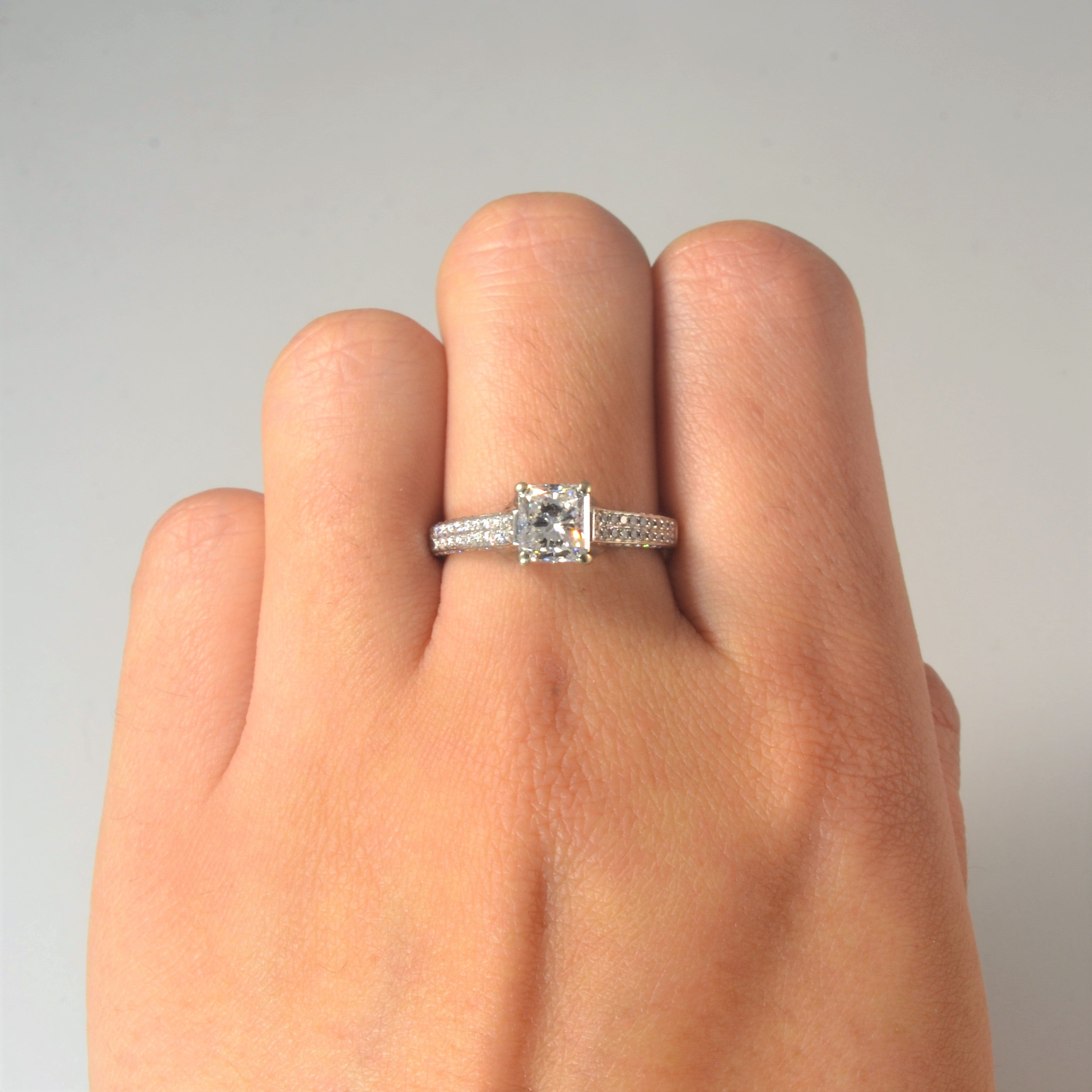 Diamond Band Radiant Cut Engagement Ring | 1.32ctw | SZ 7 |