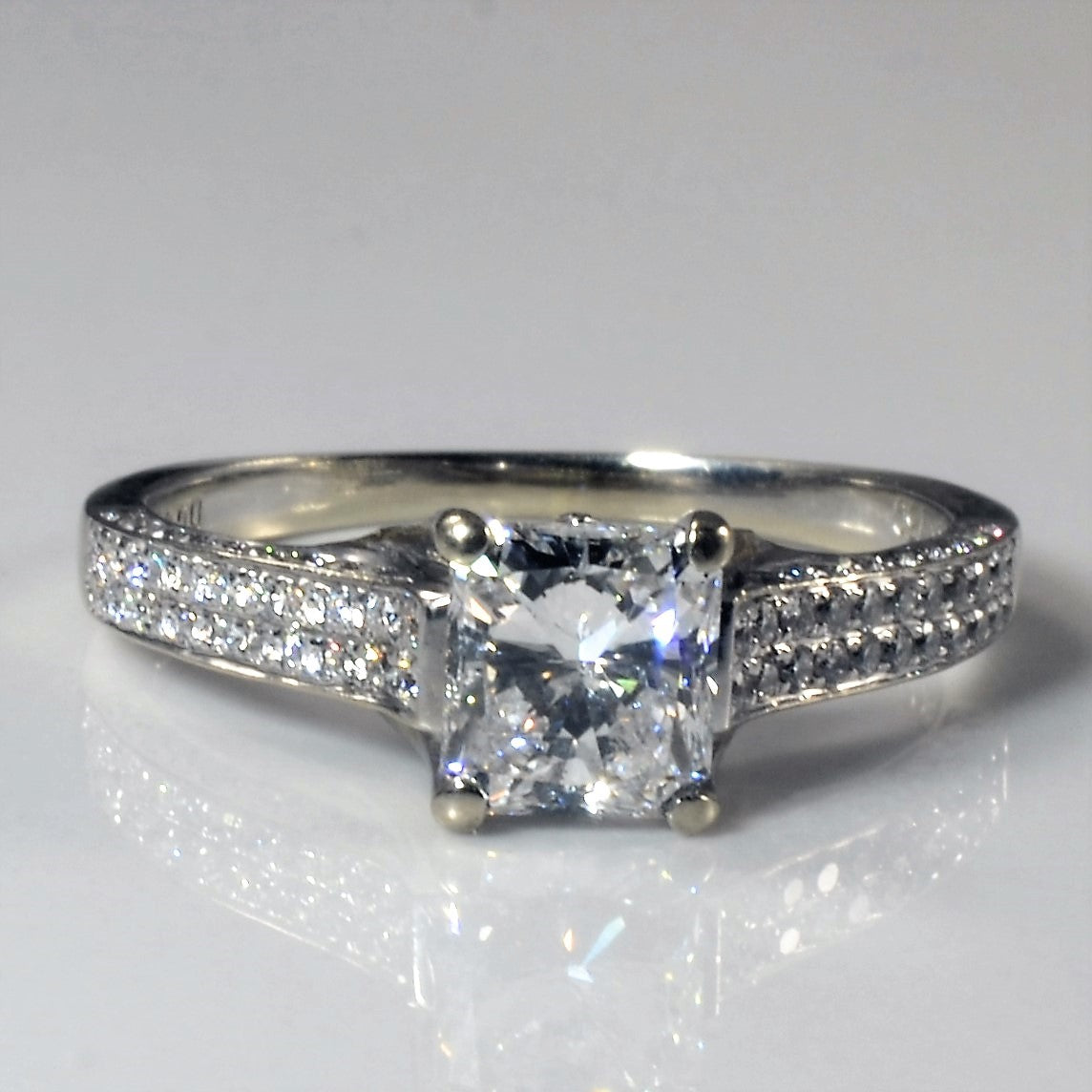 Diamond Band Radiant Cut Engagement Ring | 1.32ctw | SZ 7 |