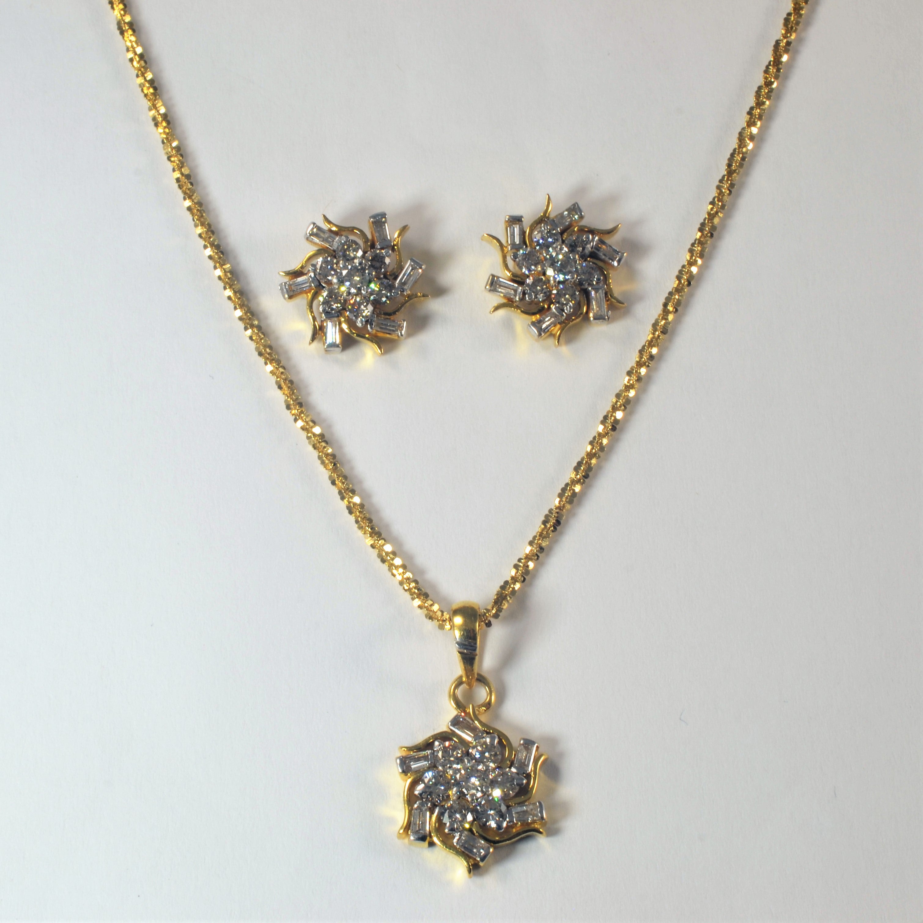 Cluster Diamond Necklace & Earring Set | 2.49ctw | 18" |