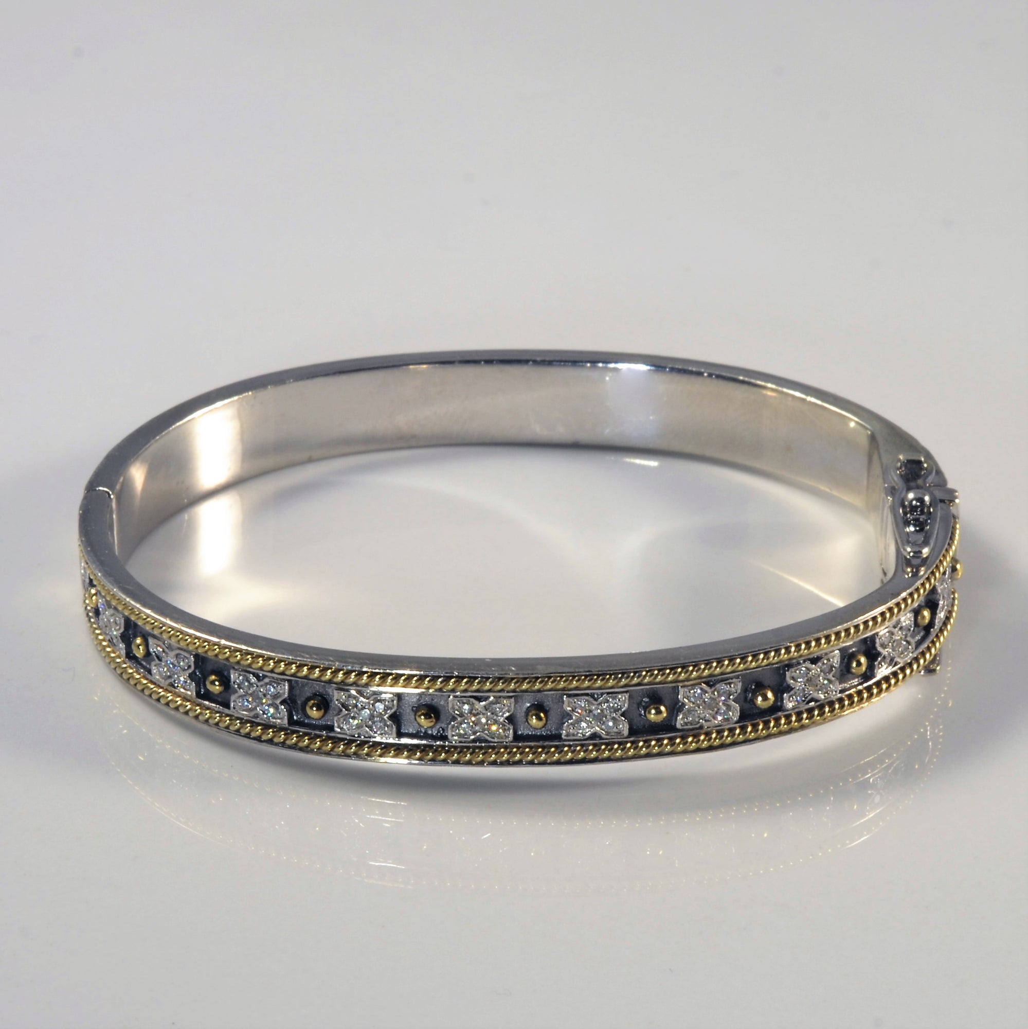 Fred Mak' Sterling Silver & Gold Bangle | 0.69ctw | 7
