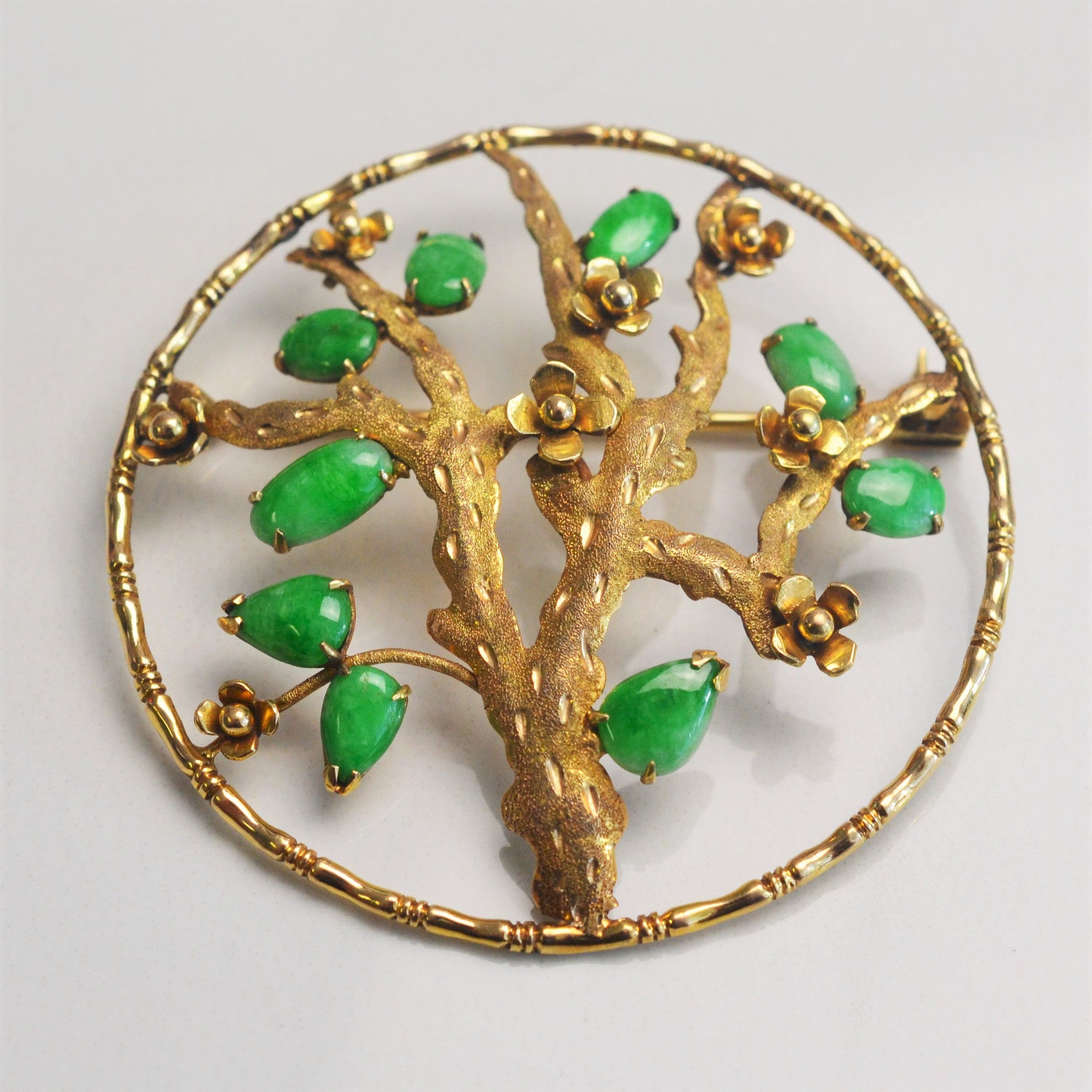 Jade Tipped Tree Brooch