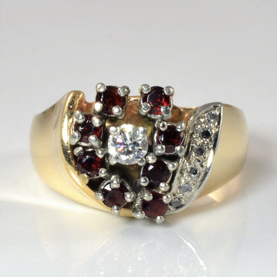 Garnet & Diamond Cascade Ring | 0.13ctw, 0.24ctw | SZ 5.5 |