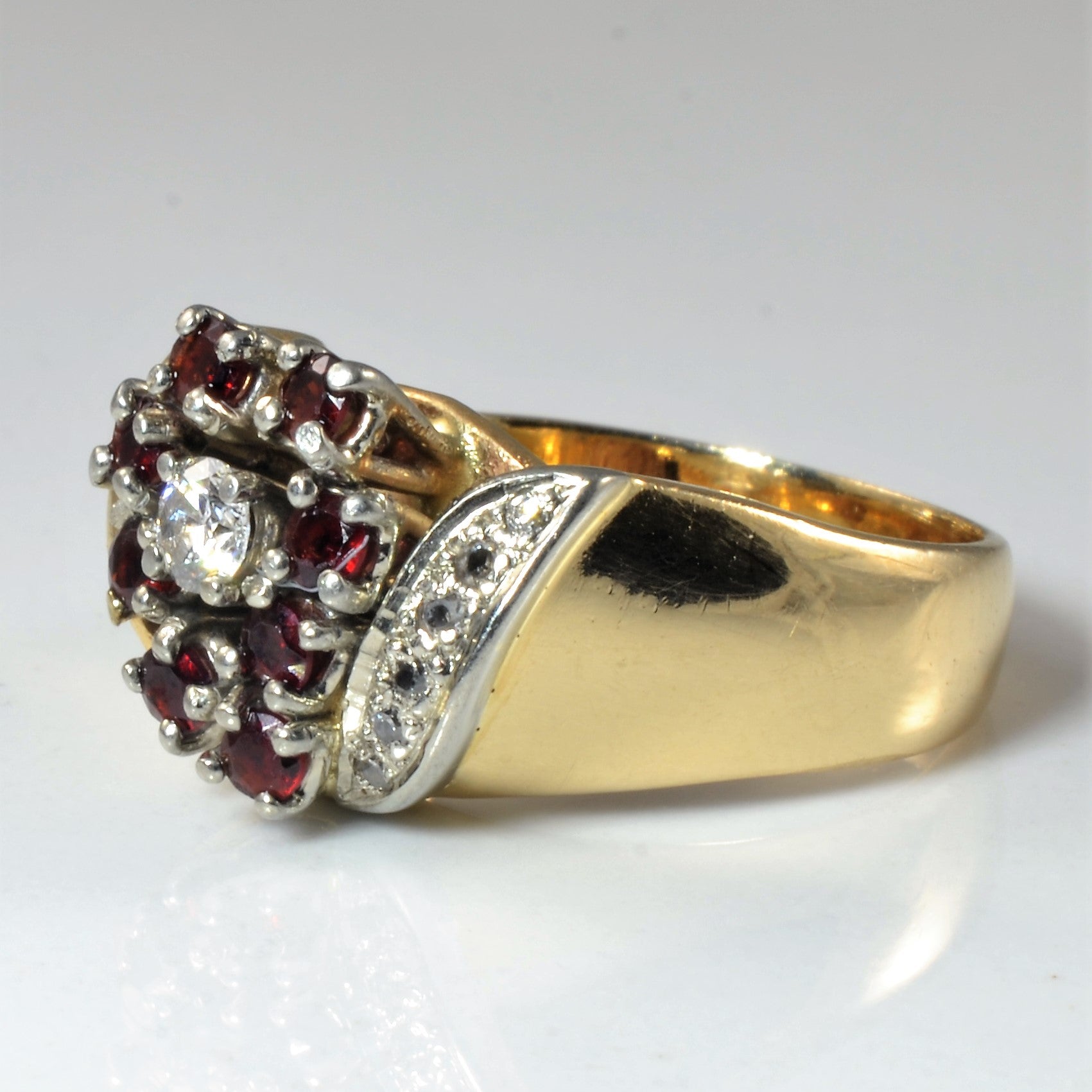 Garnet & Diamond Cascade Ring | 0.13ctw, 0.24ctw | SZ 5.5 |