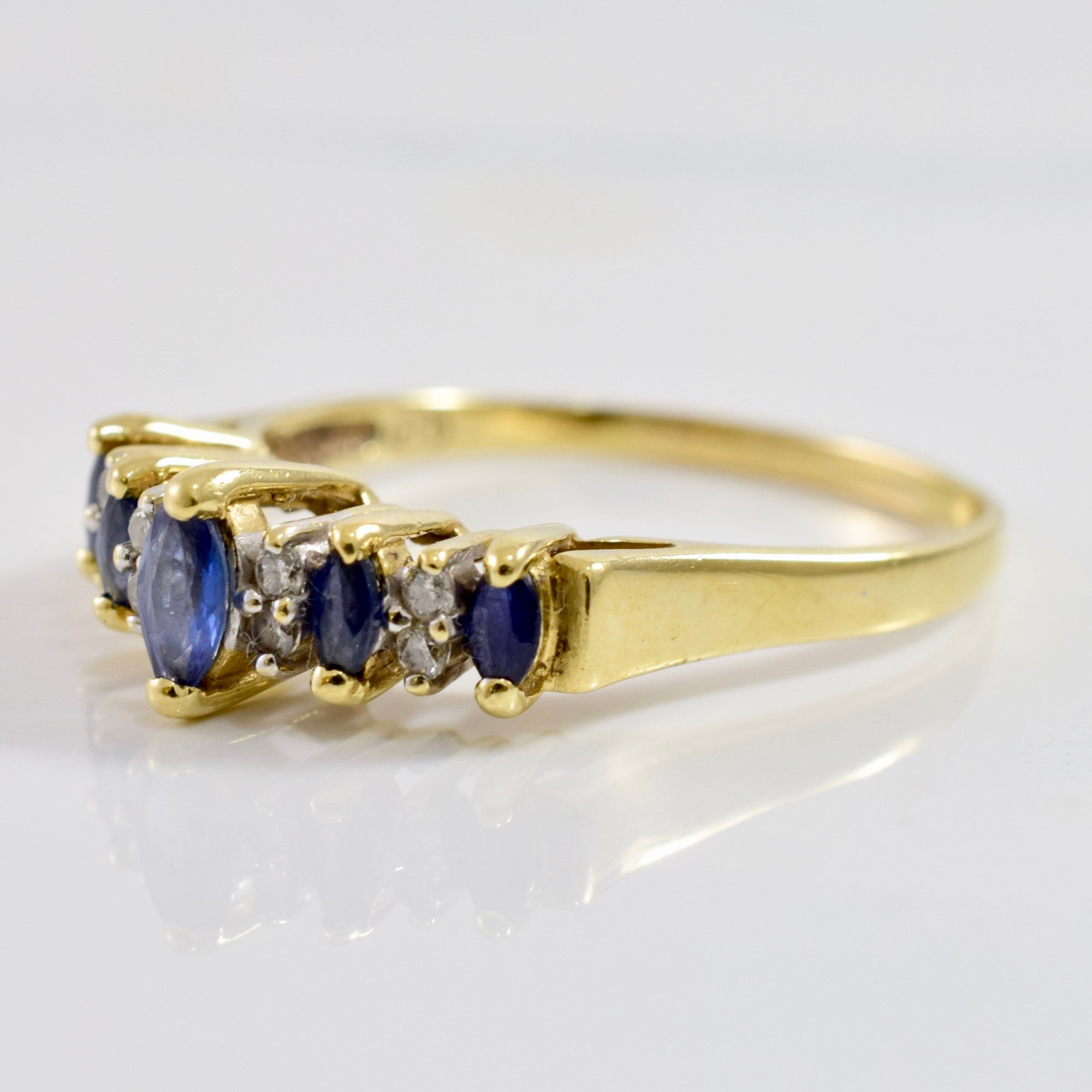 High Set Sapphire and Diamond Ring | 0.12 ctw SZ 10.5 |